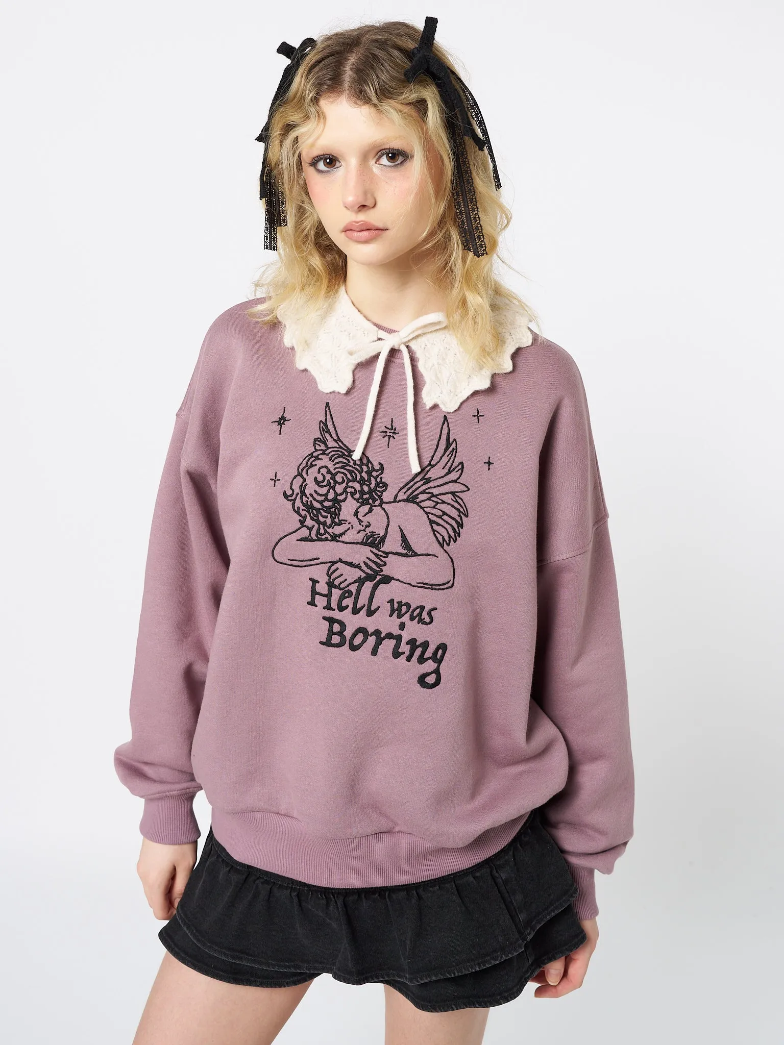 Hell Was Boring Graphic Oversized Sweater