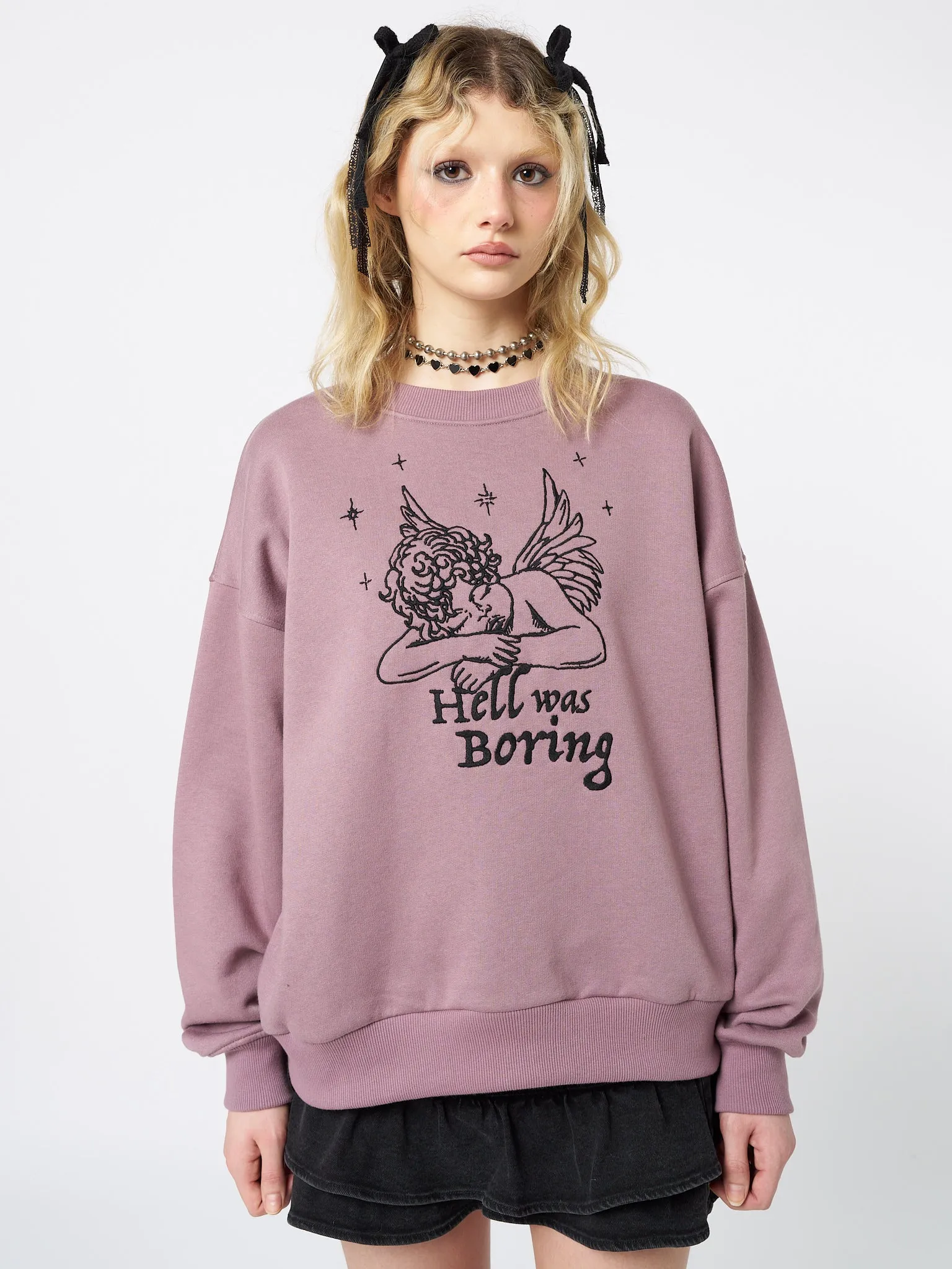 Hell Was Boring Graphic Oversized Sweater