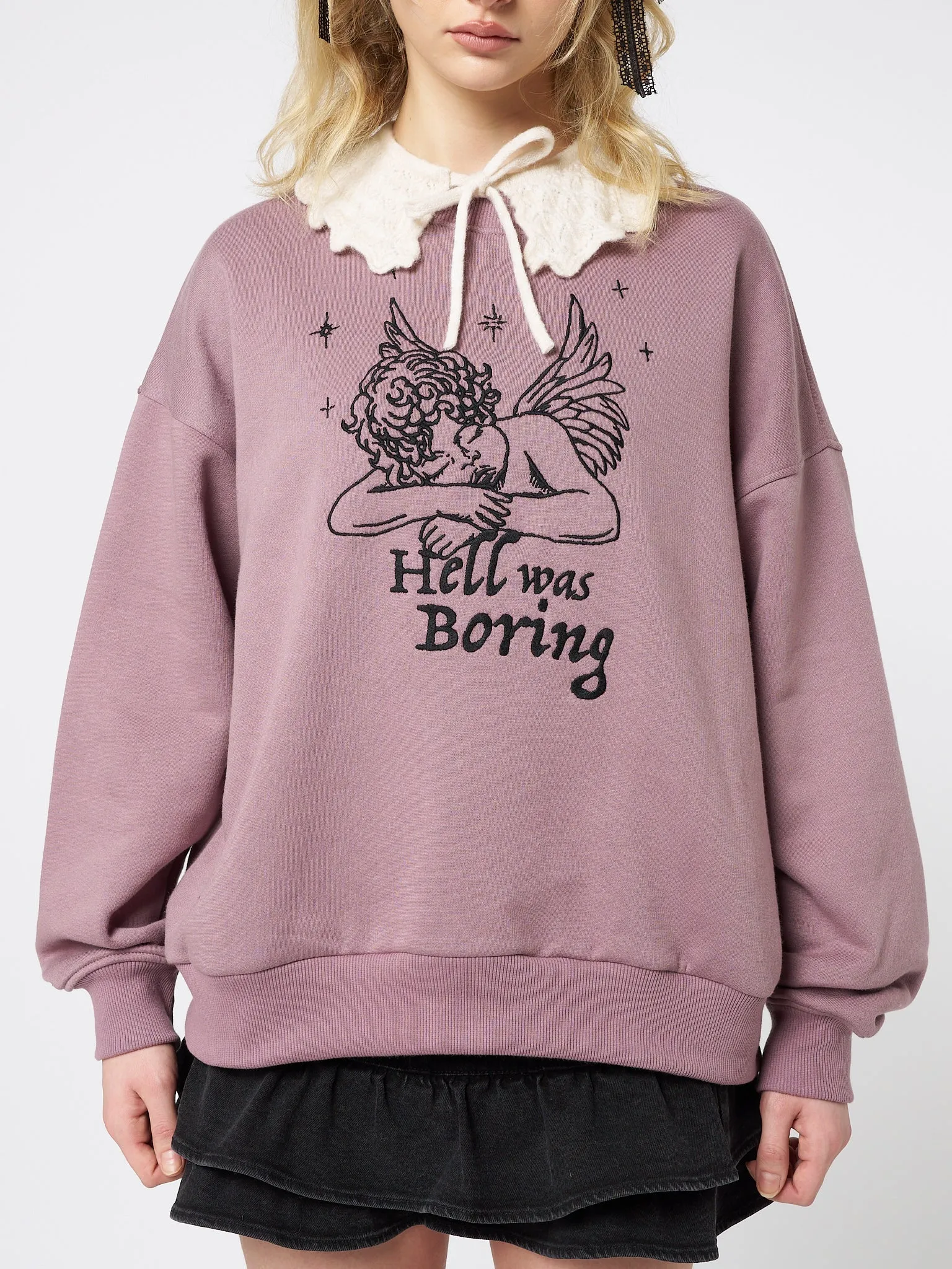 Hell Was Boring Graphic Oversized Sweater