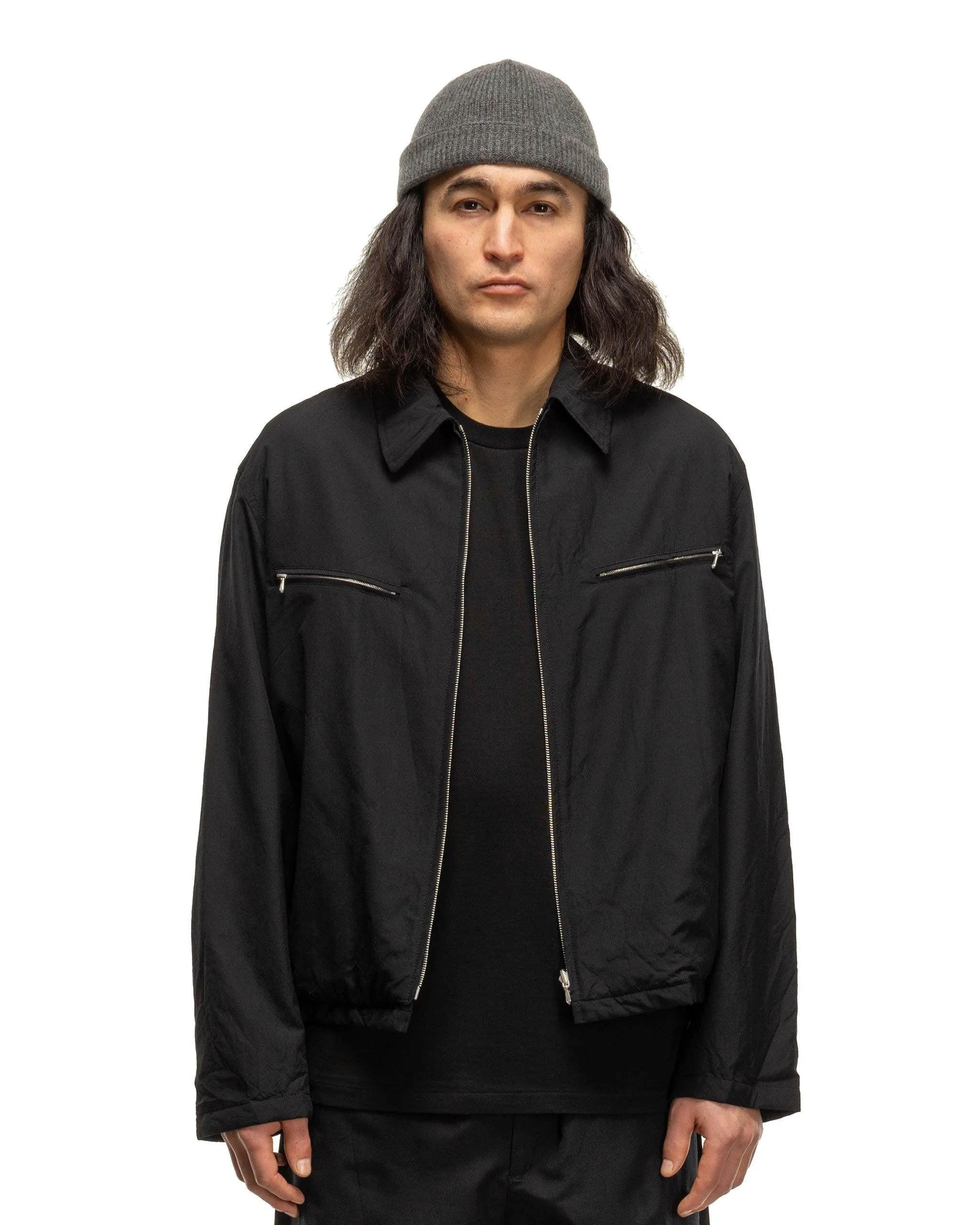 High Count Wool Poplin Blouson Black