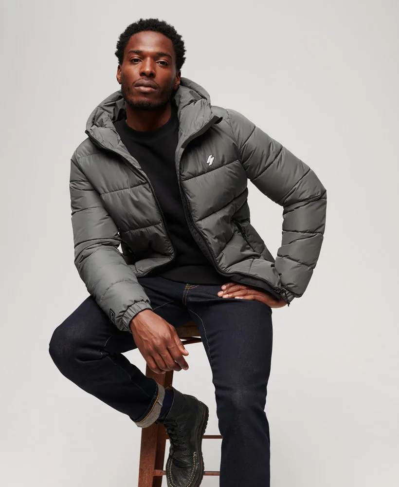 Hooded Sports Puffer Jacket | Dark Slate Grey