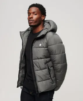 Hooded Sports Puffer Jacket | Dark Slate Grey