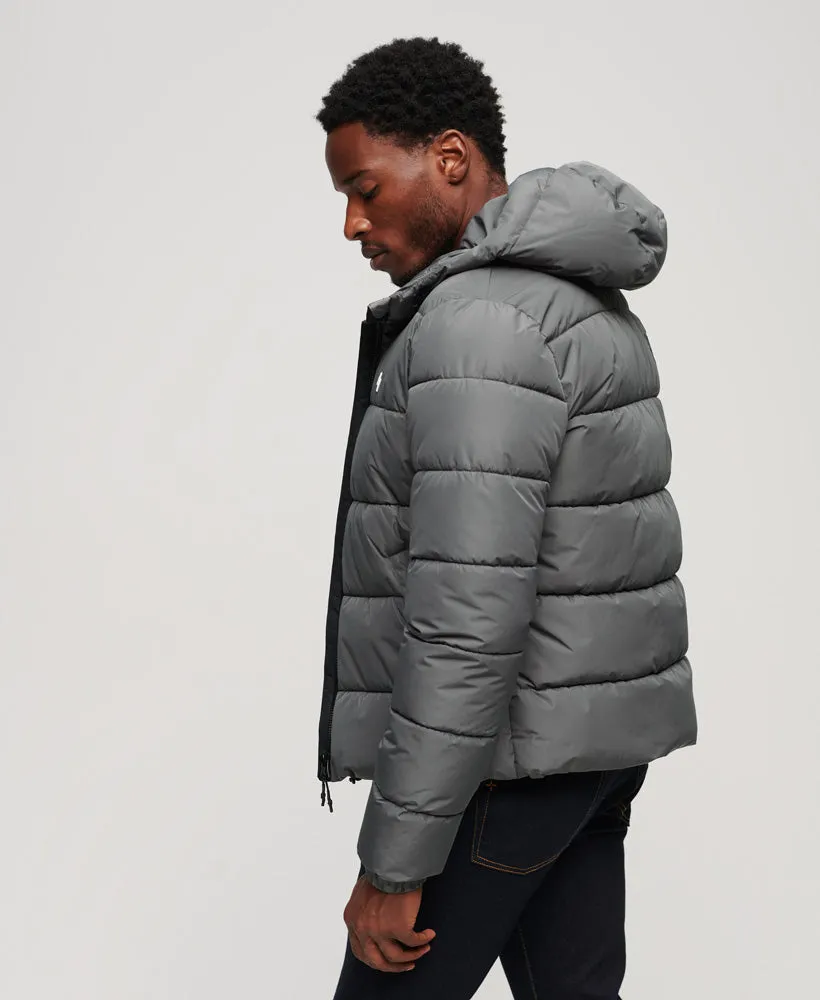 Hooded Sports Puffer Jacket | Dark Slate Grey