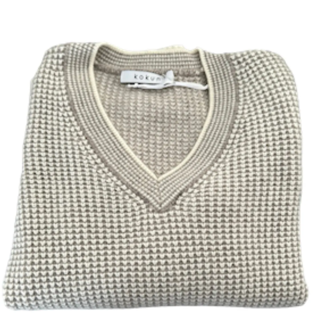 Kokun Cashmere Popcorn V Neck Sweater