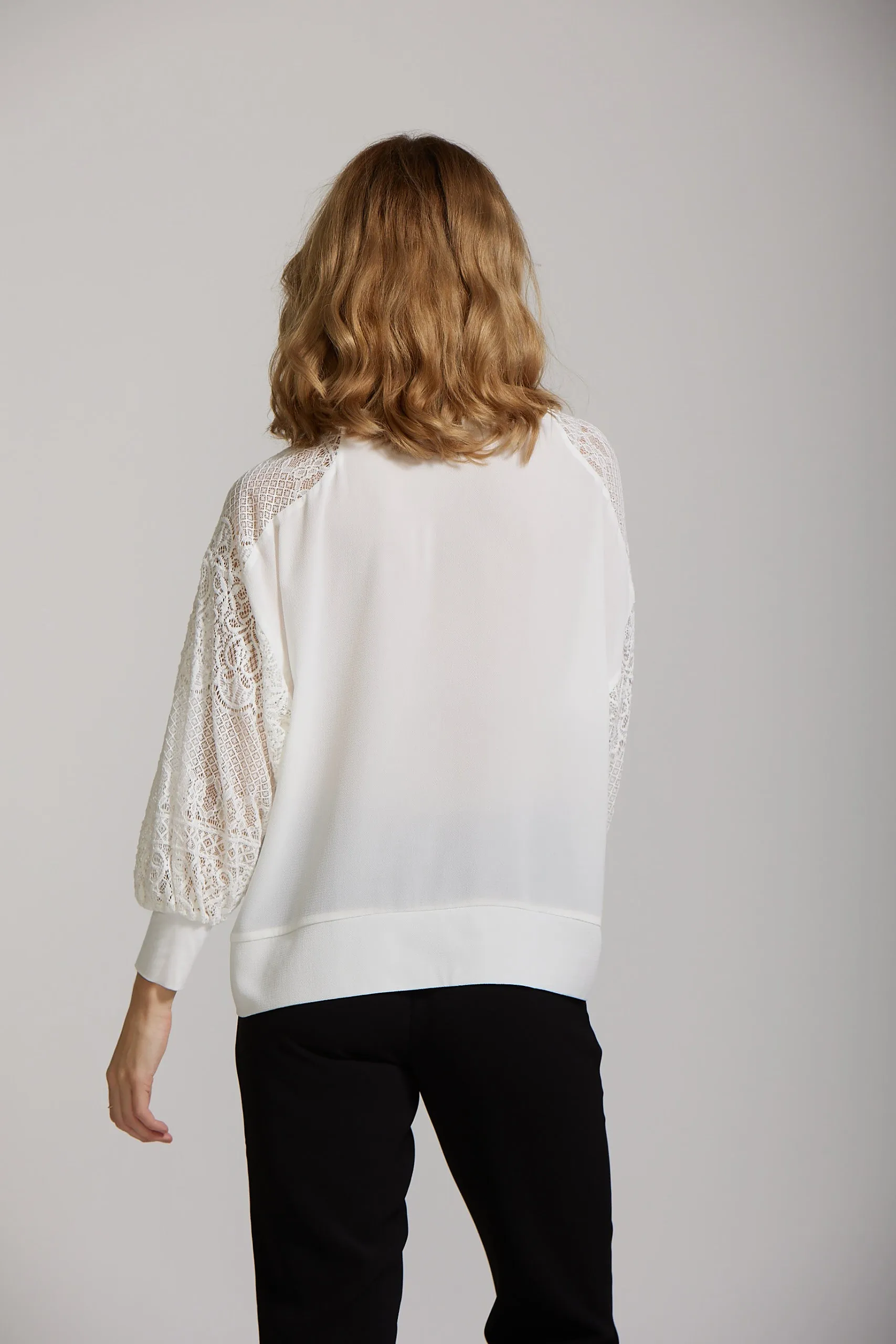 Lace Sleeve Top - White