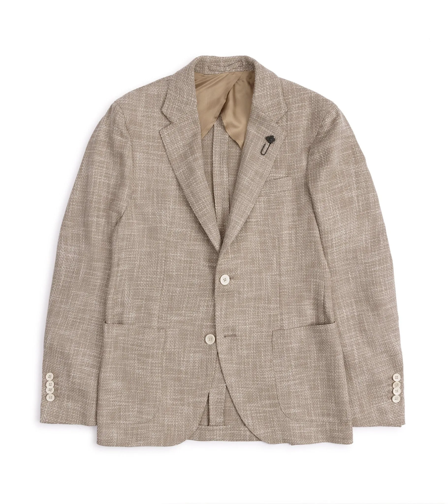 Lardini Loro Piana Wool Cotton Silk Basketweave Jacket: Oatmeal