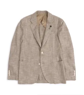 Lardini Loro Piana Wool Cotton Silk Basketweave Jacket: Oatmeal