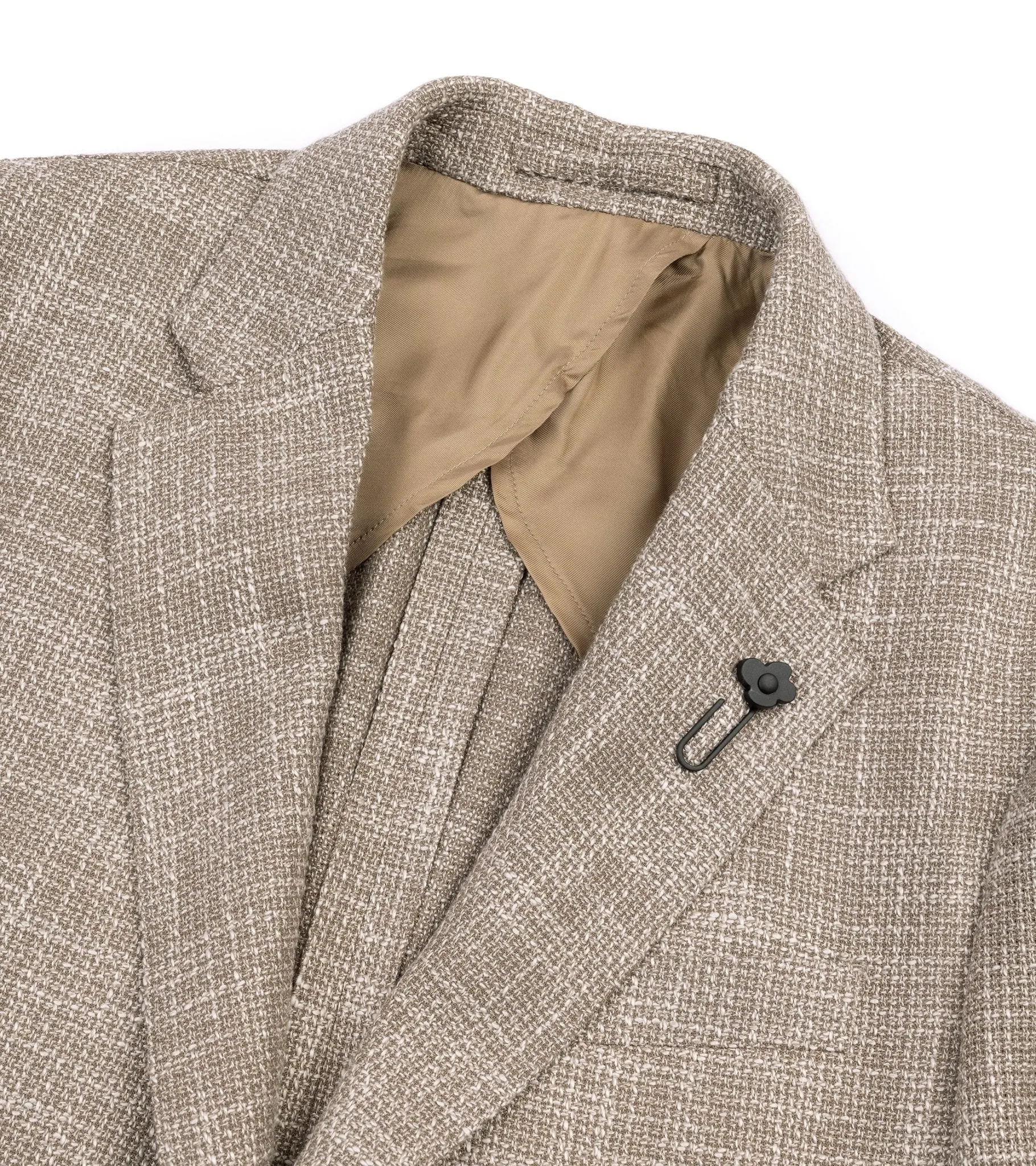 Lardini Loro Piana Wool Cotton Silk Basketweave Jacket: Oatmeal