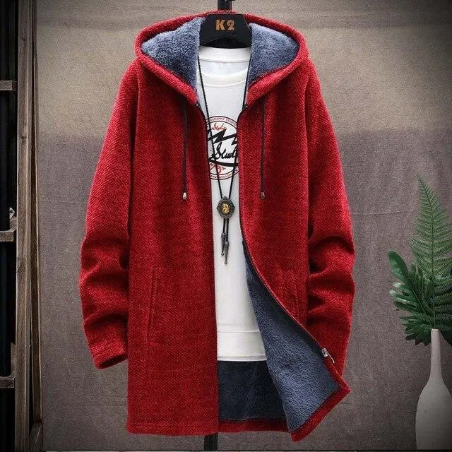 Long Hooded Cardigan Sweater For Men