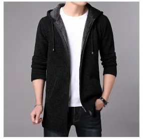 Long Hooded Cardigan Sweater For Men