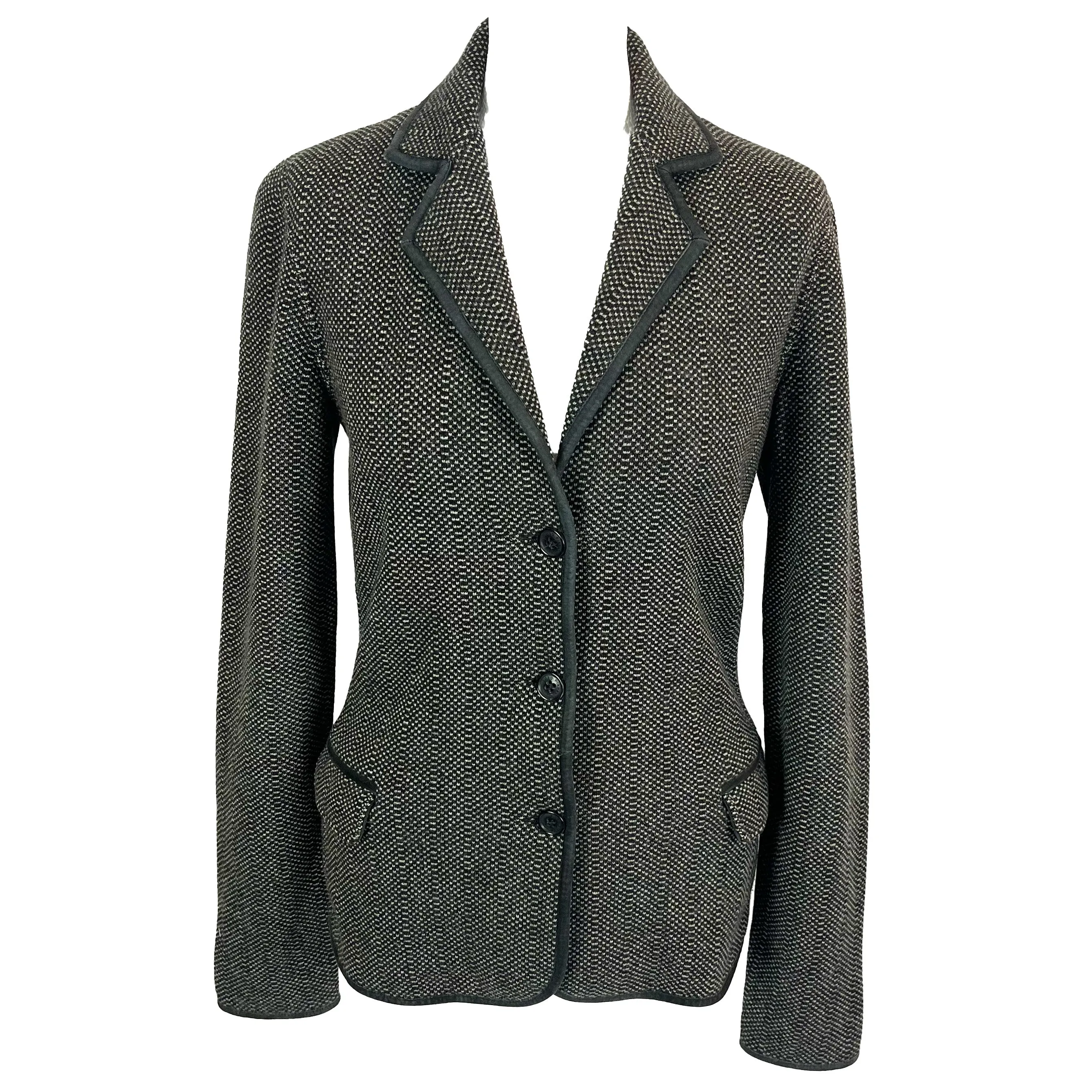 Loro Piana Black & Grey Knit Cashmere Jacket S