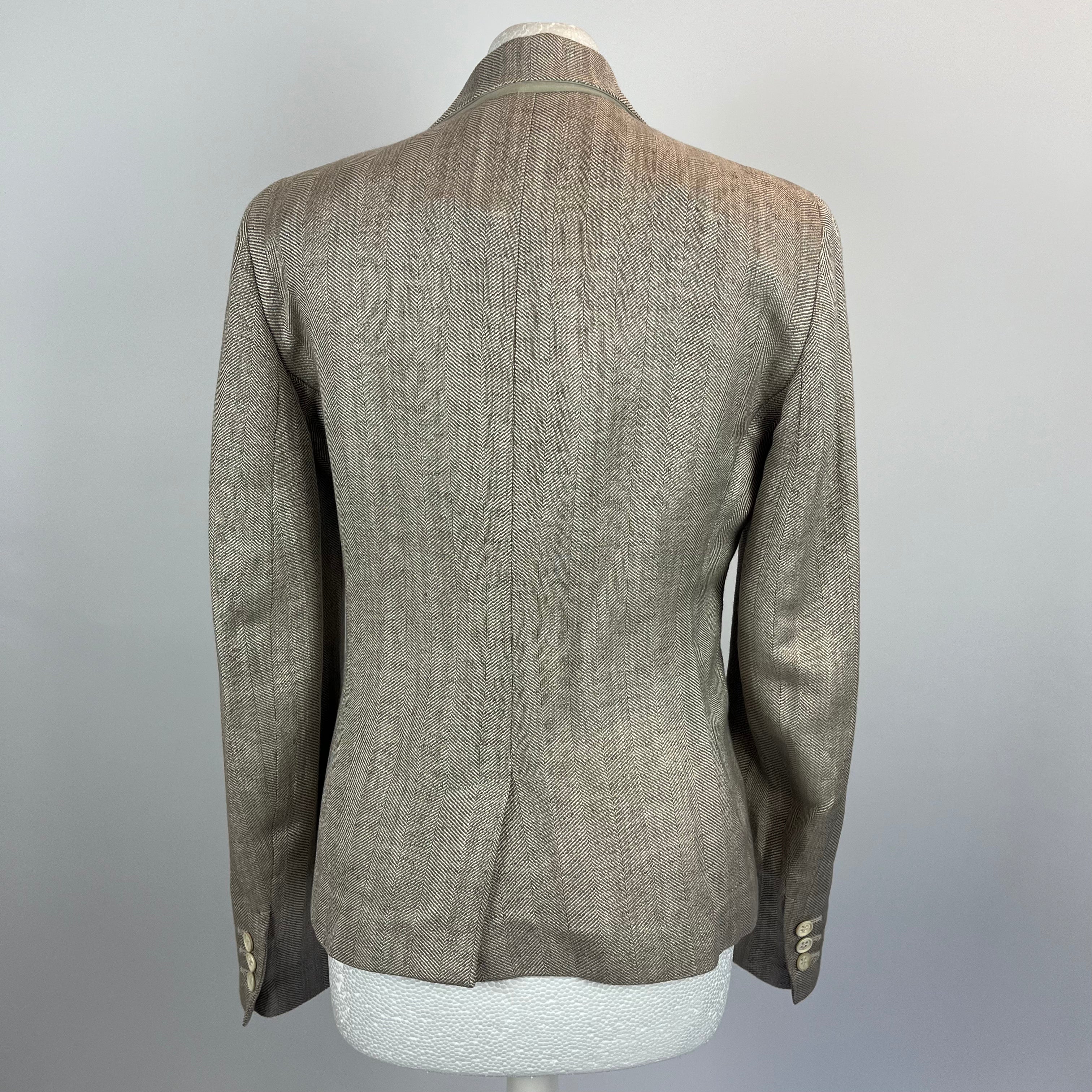 Loro Piana Moss Herringbone Linen Jacket S