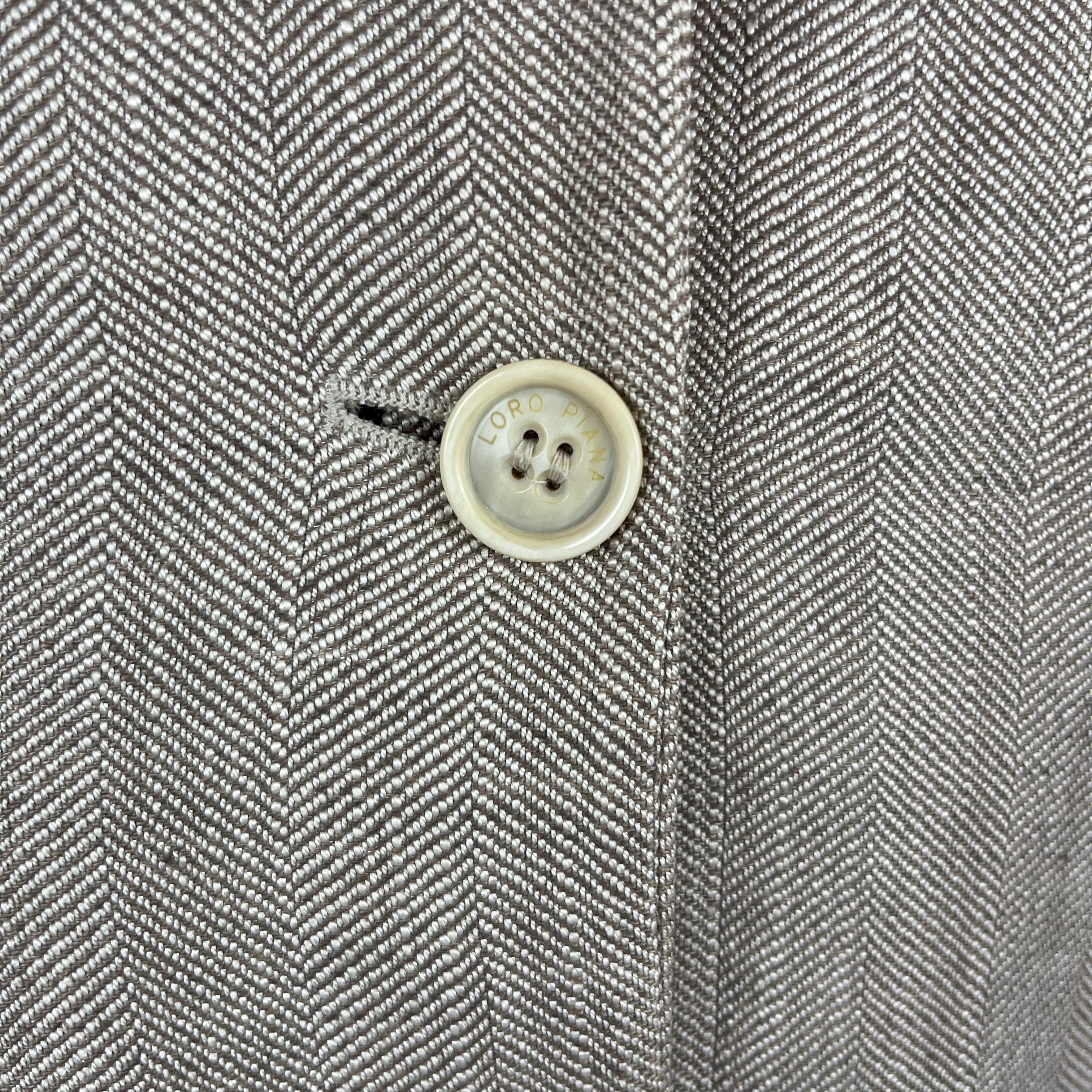 Loro Piana Moss Herringbone Linen Jacket S