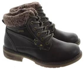 LUNAR Ladies GLB090 Benson Waterproof Boots In Brown