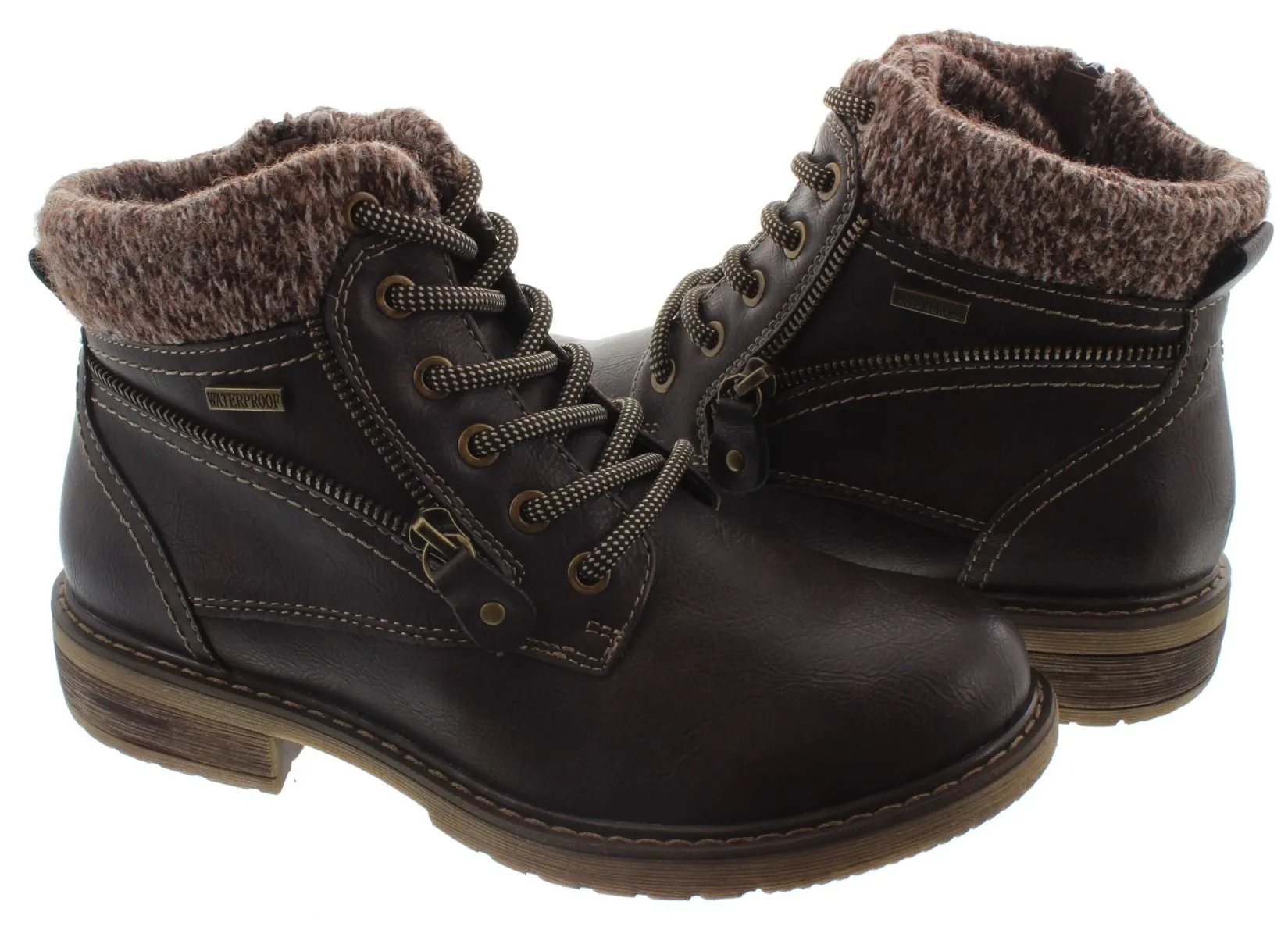 LUNAR Ladies GLB090 Benson Waterproof Boots In Brown