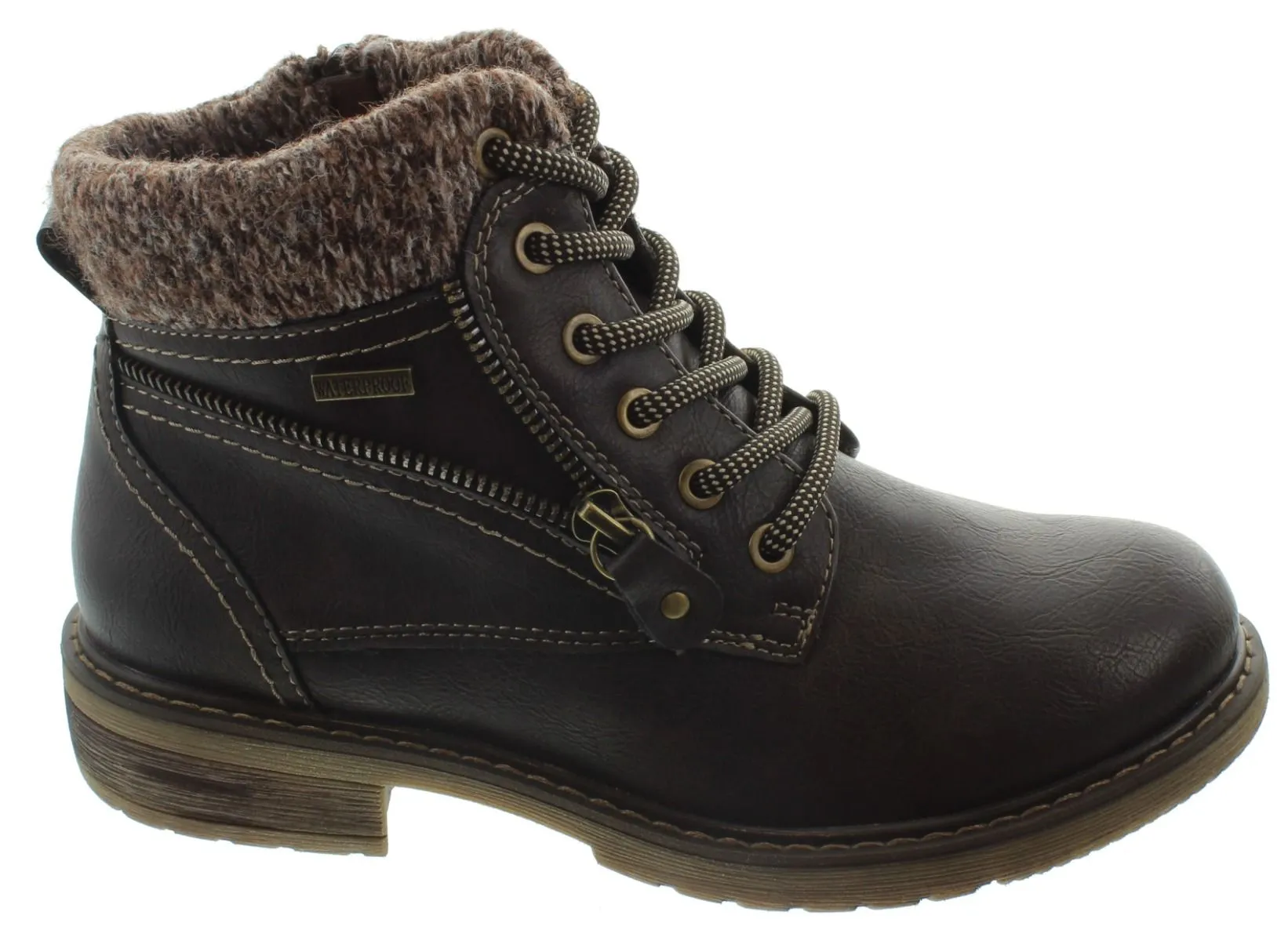 LUNAR Ladies GLB090 Benson Waterproof Boots In Brown