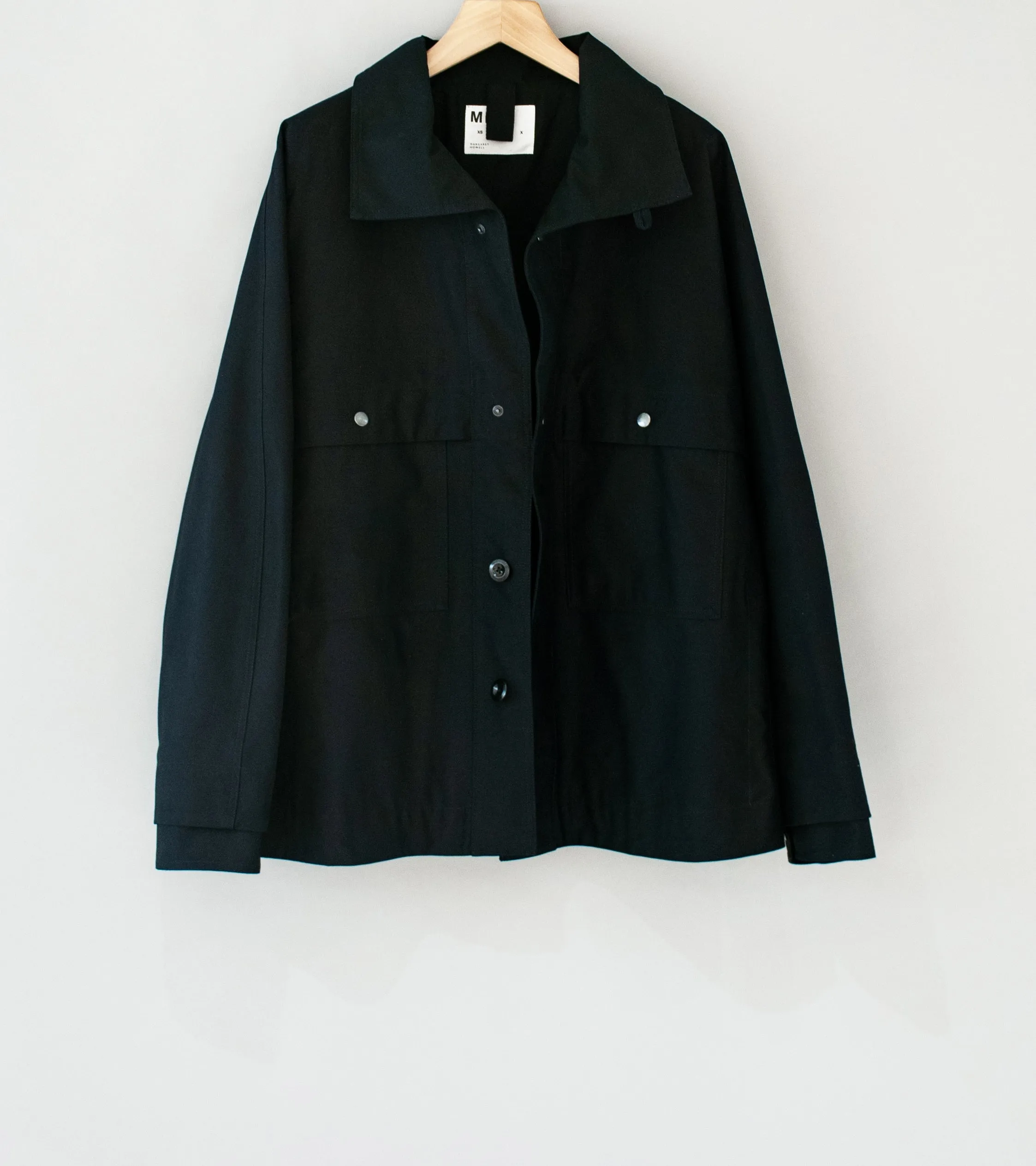 Margaret Howell 'MHL High Collar Jacket' (Black Compact Cotton Canvas)