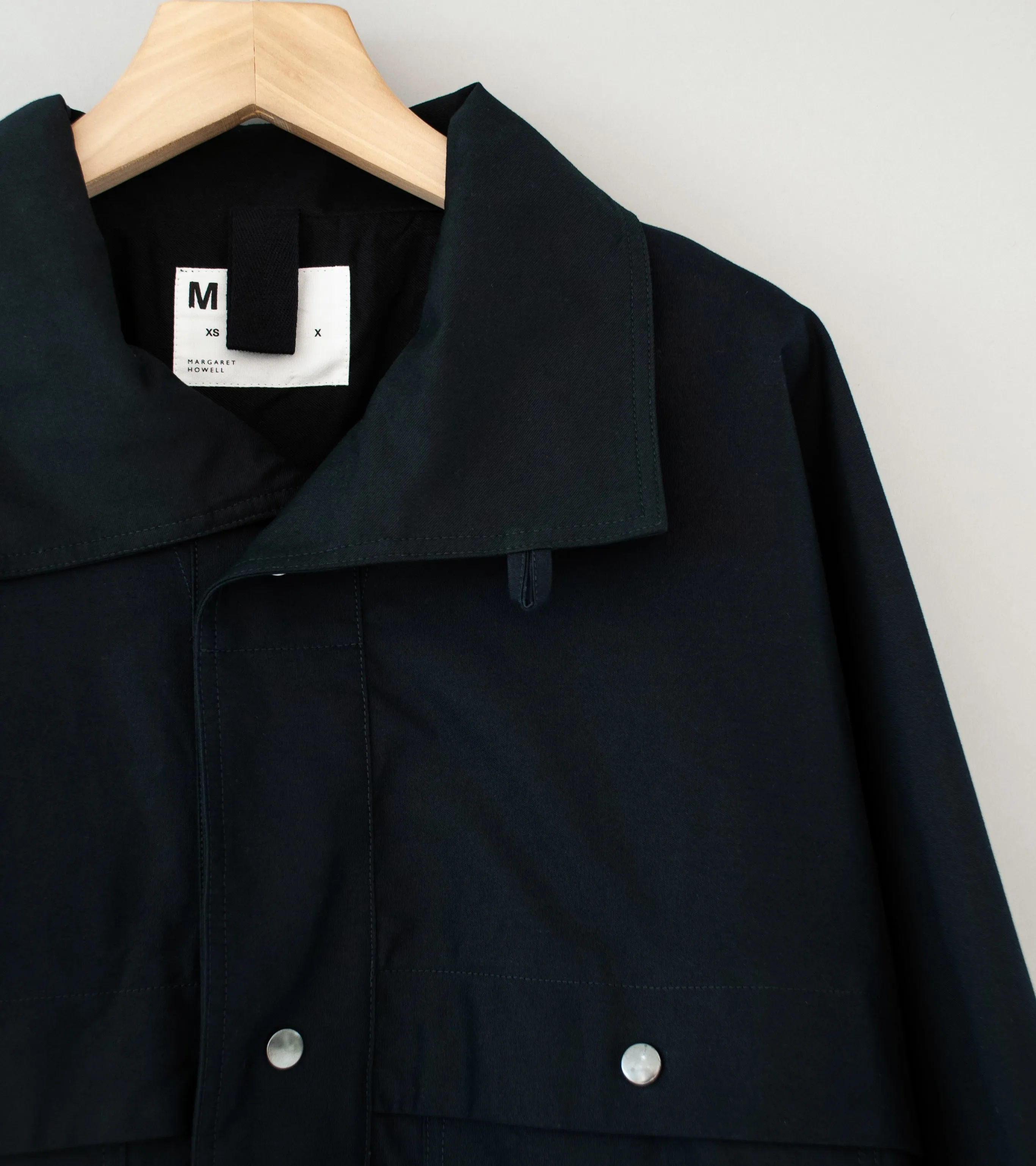 Margaret Howell 'MHL High Collar Jacket' (Black Compact Cotton Canvas)