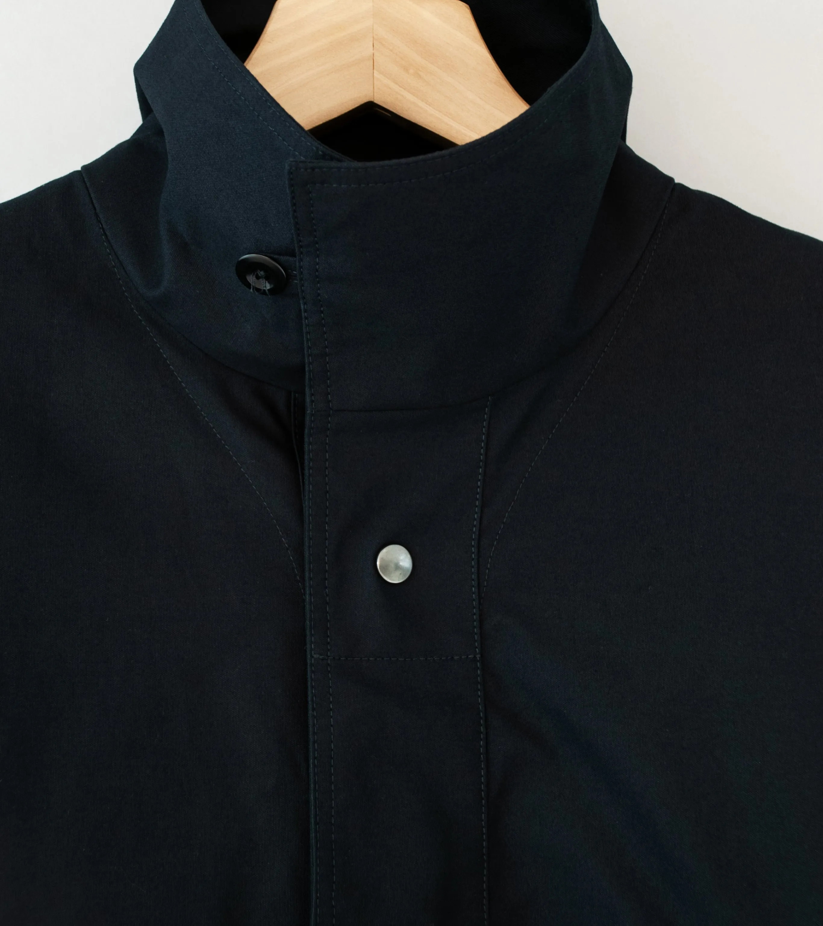 Margaret Howell 'MHL High Collar Jacket' (Black Compact Cotton Canvas)