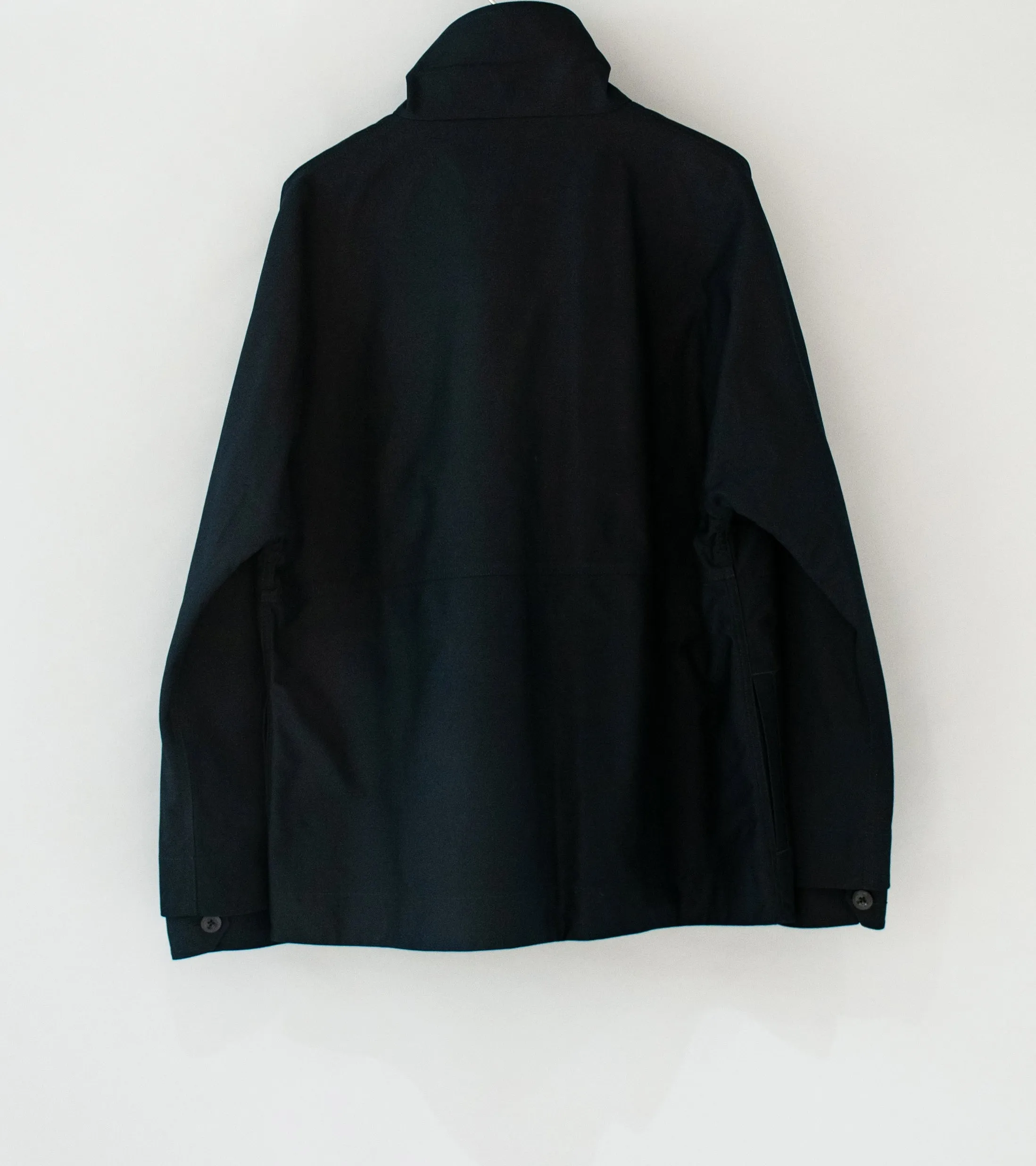 Margaret Howell 'MHL High Collar Jacket' (Black Compact Cotton Canvas)