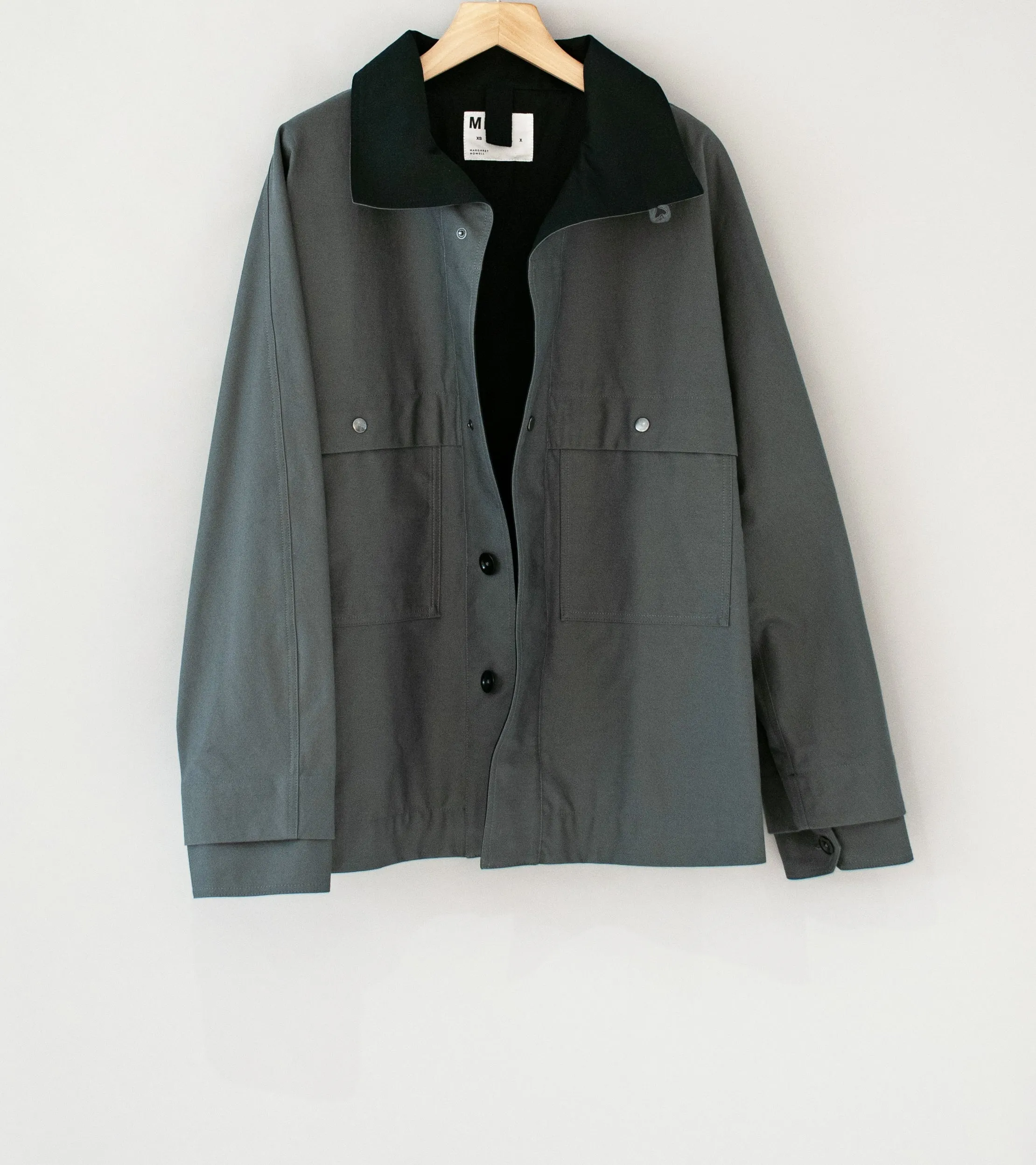 Margaret Howell 'MHL High Collar Jacket' (Charcoal Compact Cotton Canvas)