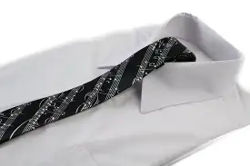 Mens Black & White Sheet Music 5cm Skinny Neck Tie