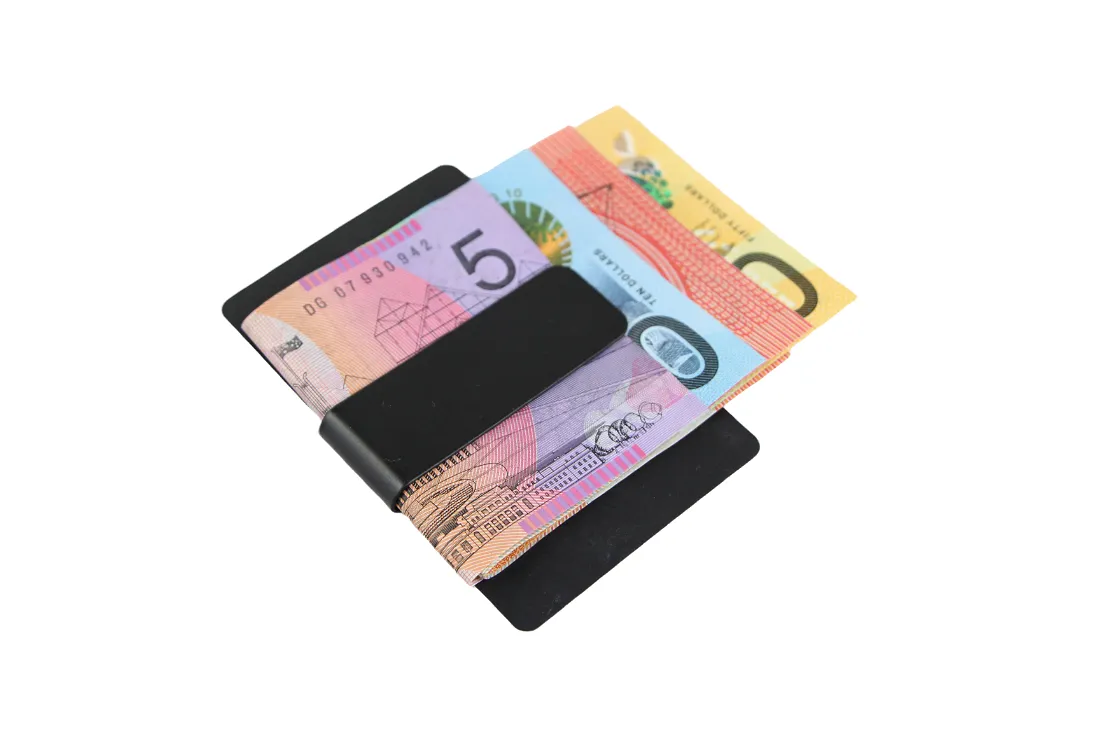 Mens Black 2cms Wide Solid Money Clip