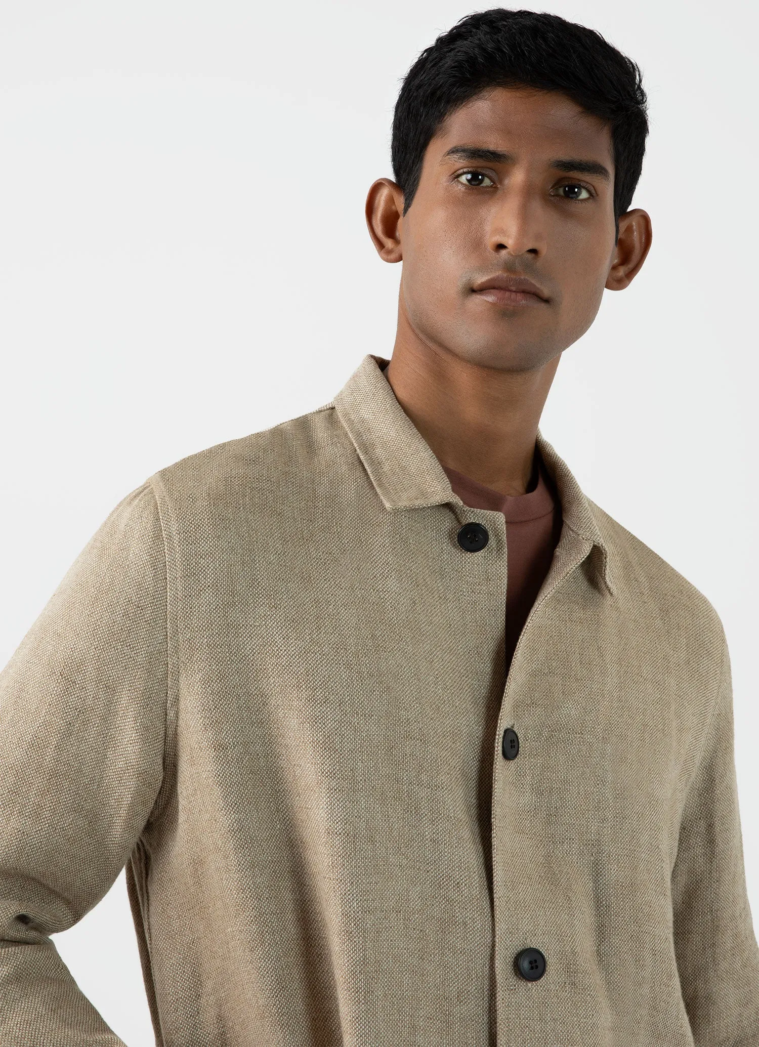 Men's Hopsack Twin Pocket Jacket in Light Stone