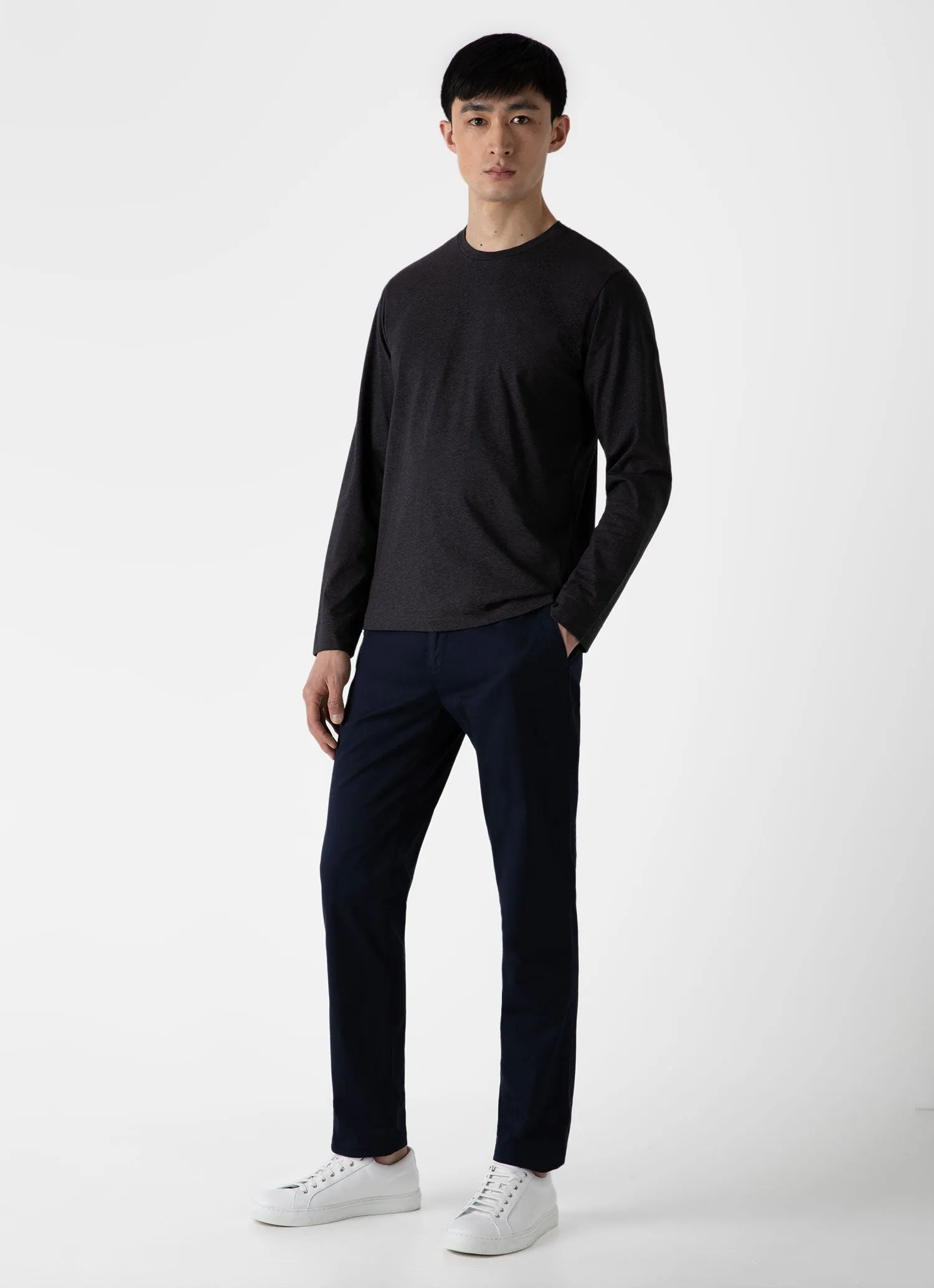 Men's Long Sleeve Riviera T-shirt in Charcoal Melange