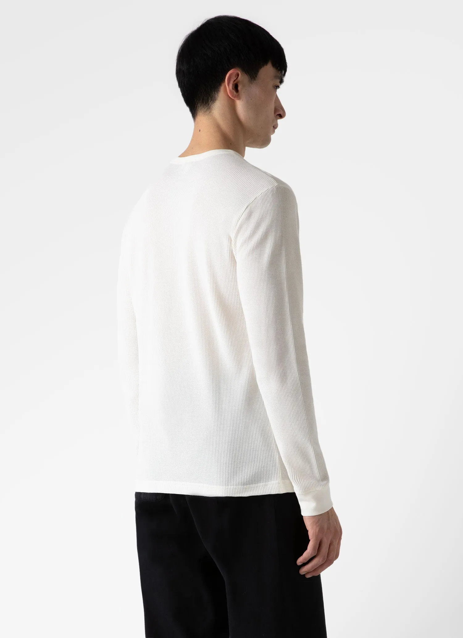 Men's Long Sleeve Waffle T-shirt in Ecru