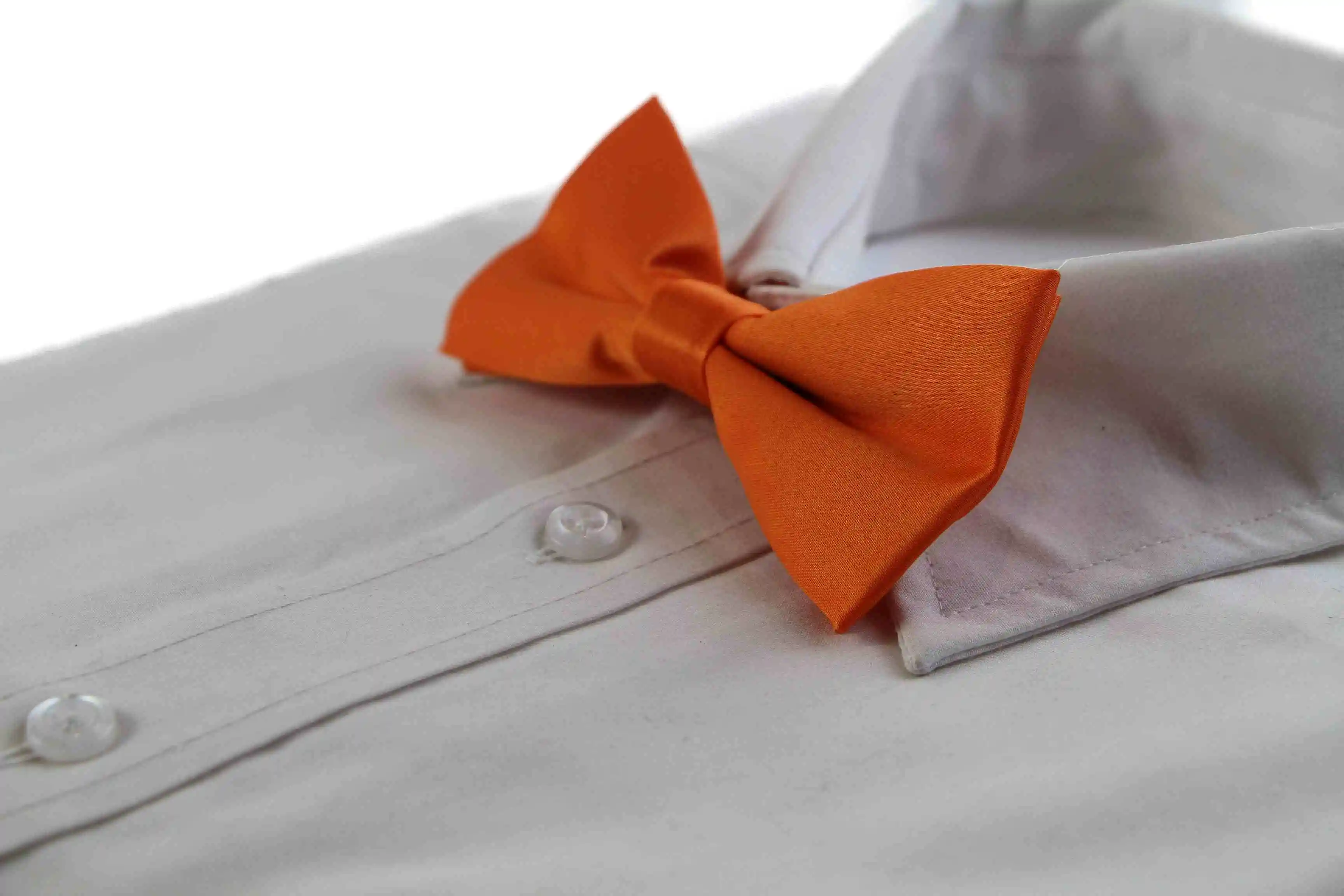 Mens Matt Solid Plain Orange Colour Bow Tie