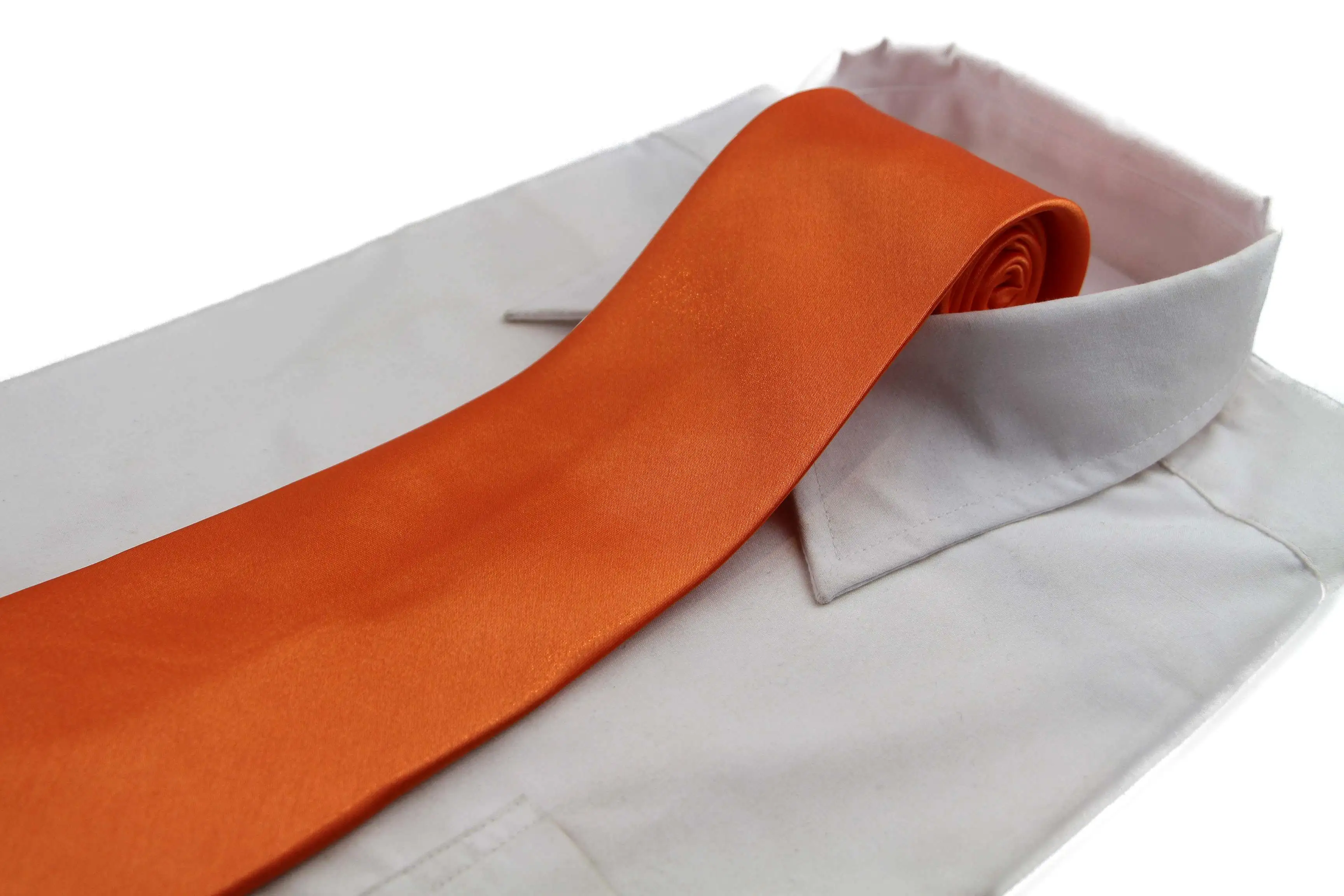 Mens Orange Classic 10cm Plain Neck Tie