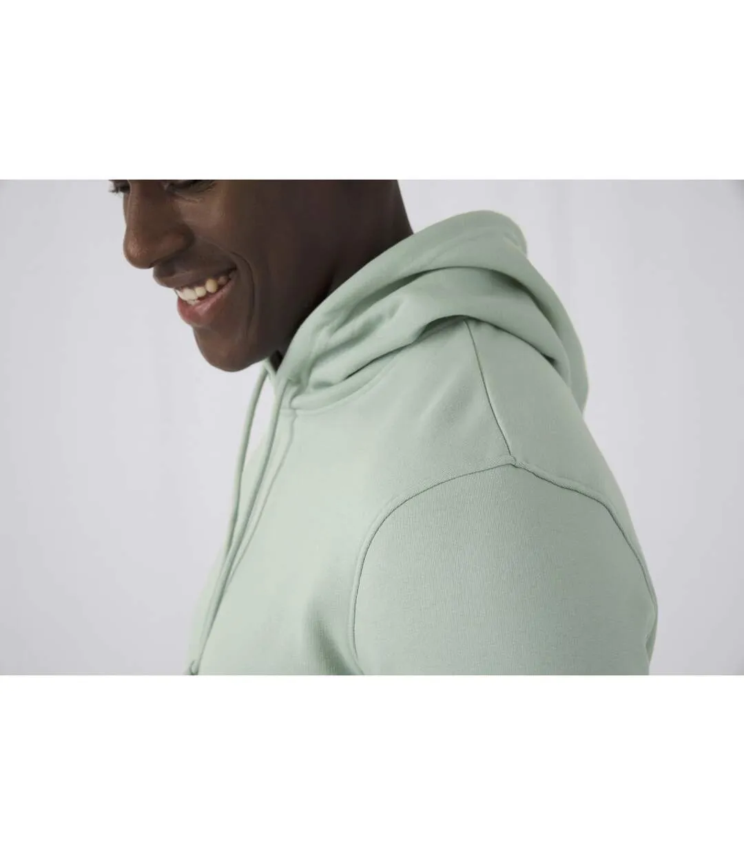 Mens organic hoodie sage green B&C