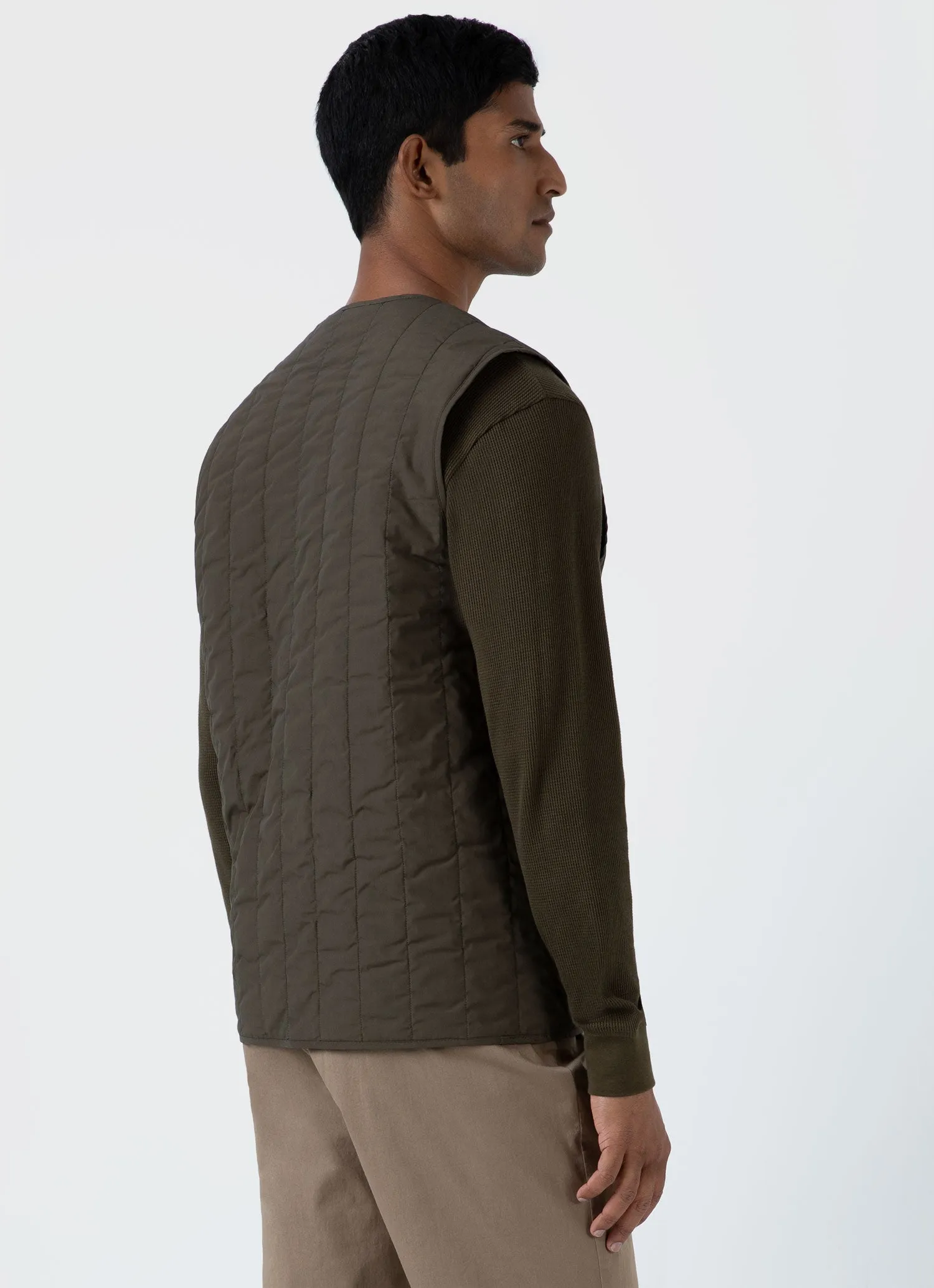 Men's Quilted Liner Gilet in Dark Olive