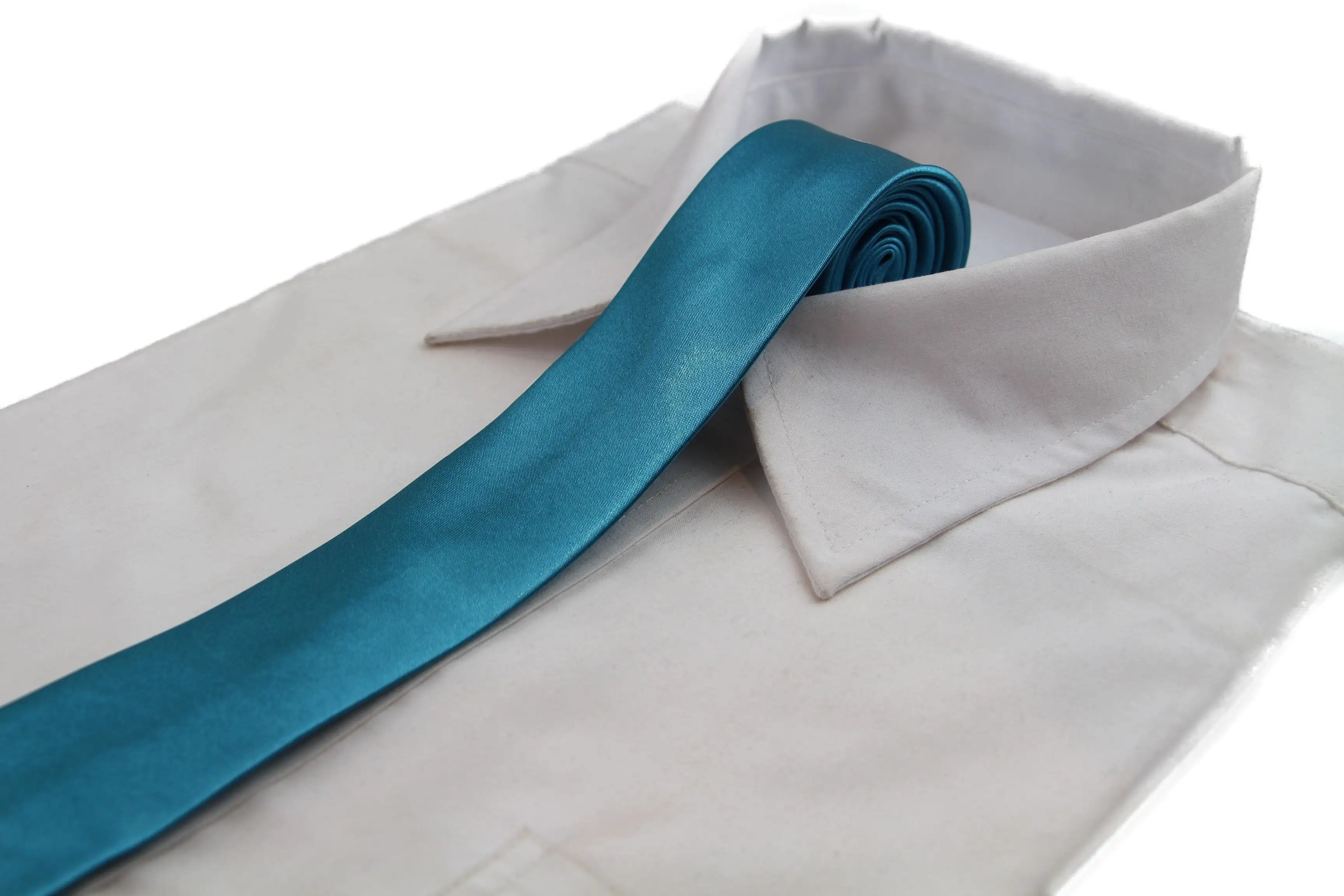 Mens Turquoise 5cm Skinny  Plain Neck Tie