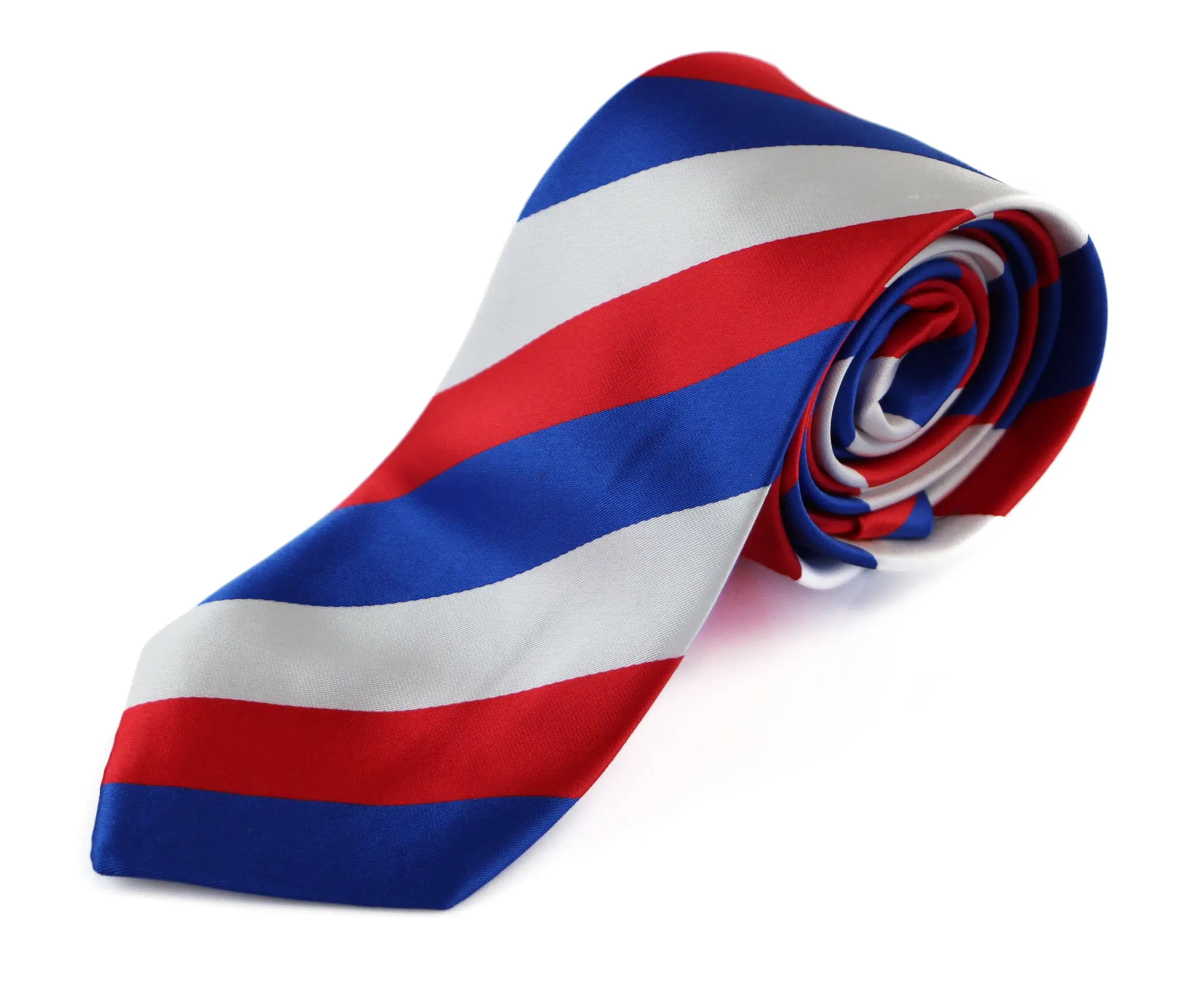 Mens White, Blue & Red Striped Patterned 8cm Neck Tie