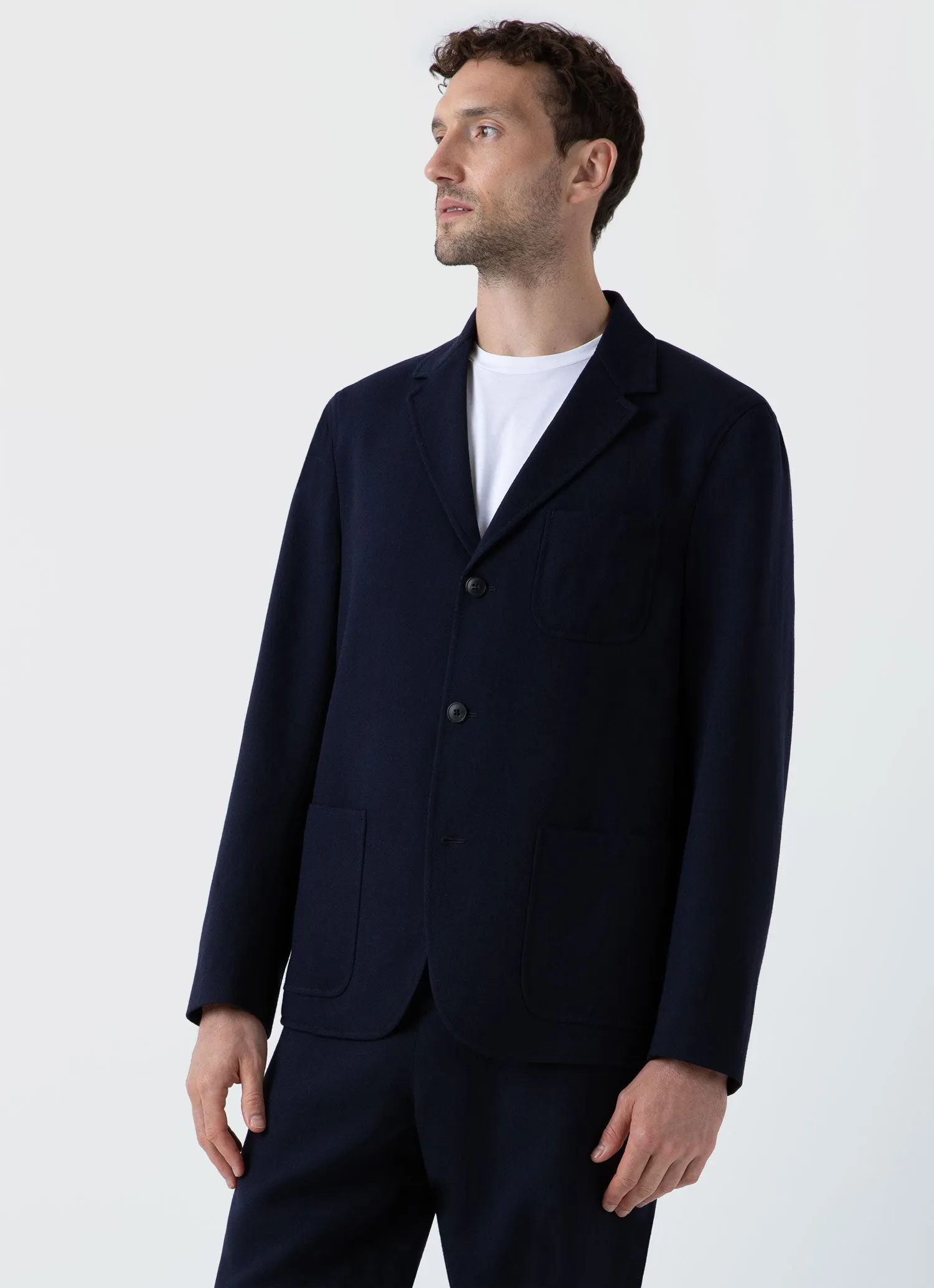 Men's Wool Twill Two-Piece Suit in Dark Navy