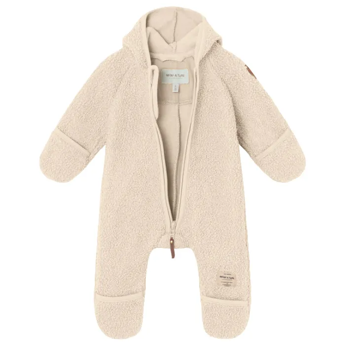 Mini A Ture Baby Adel Teddyfleece Jumpsuit Sand Dollar Cream