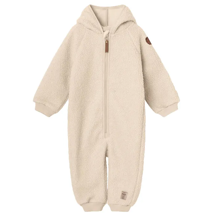 Mini A Ture Baby Adel Teddyfleece Jumpsuit Sand Dollar Cream