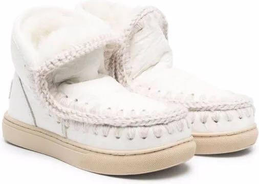 Mou Kids whipstitch-detail boots White