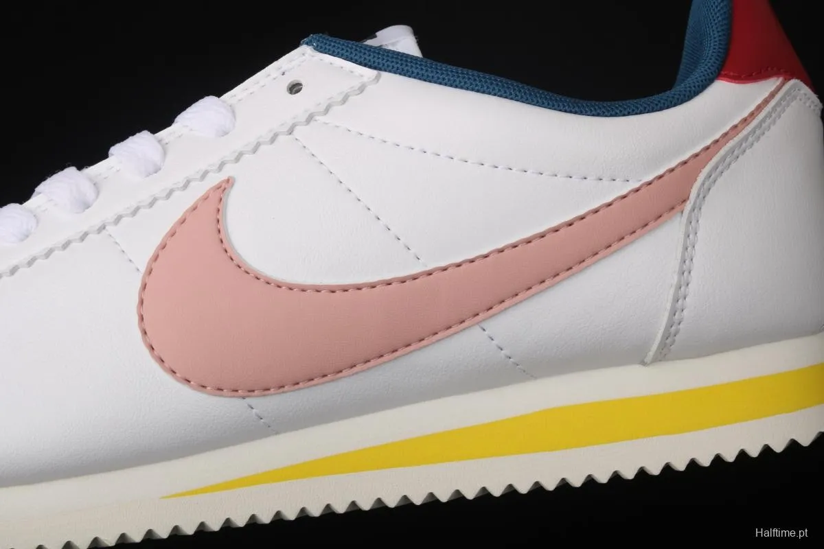 NIKE Classic Cortez Leather Forrest Gump fresh white powder matching leather running shoes 807471-114