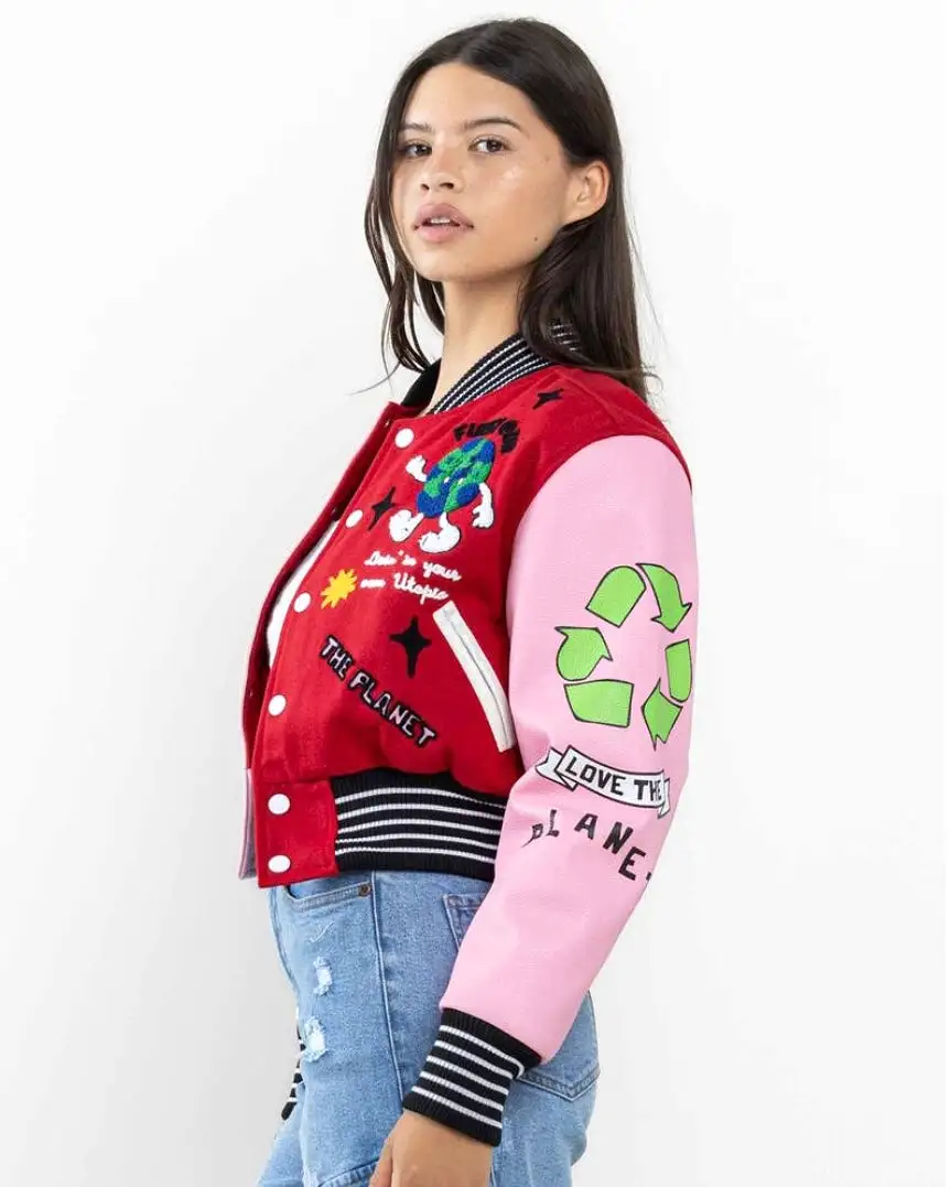 No. 1 Best Planet Cropped Varsity Jacket