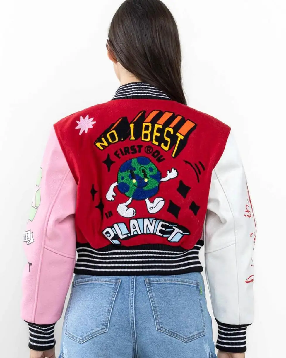 No. 1 Best Planet Cropped Varsity Jacket