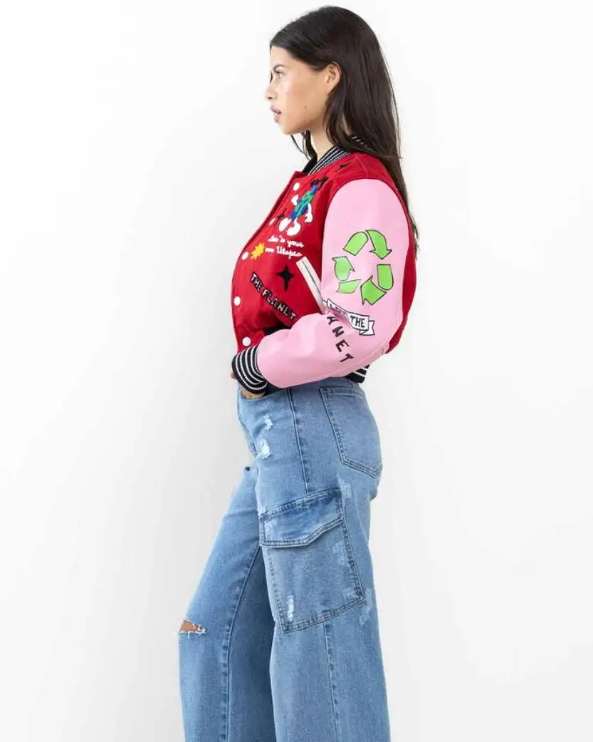 No. 1 Best Planet Cropped Varsity Jacket