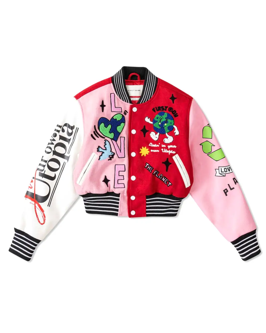 No. 1 Best Planet Cropped Varsity Jacket