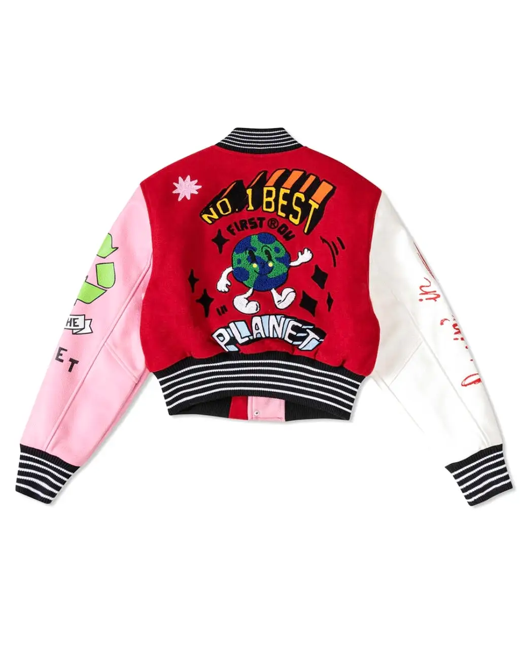 No. 1 Best Planet Cropped Varsity Jacket