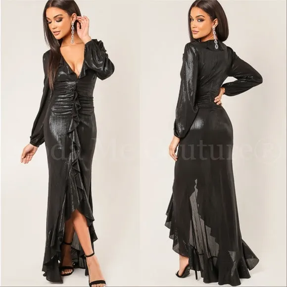 Ophelia Black Metallic Maxi Dress