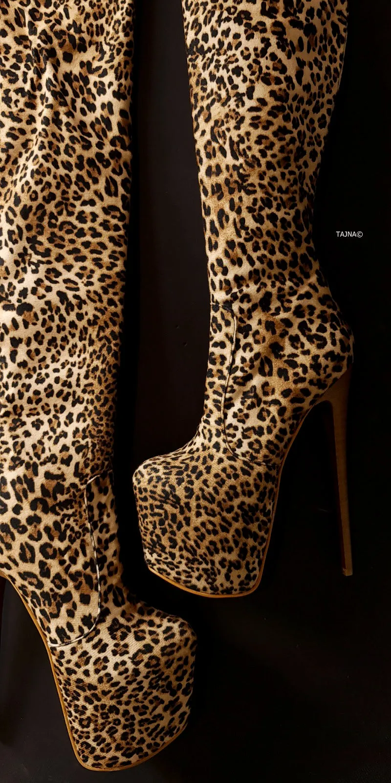 Over the Knee Leopard Platform Boots