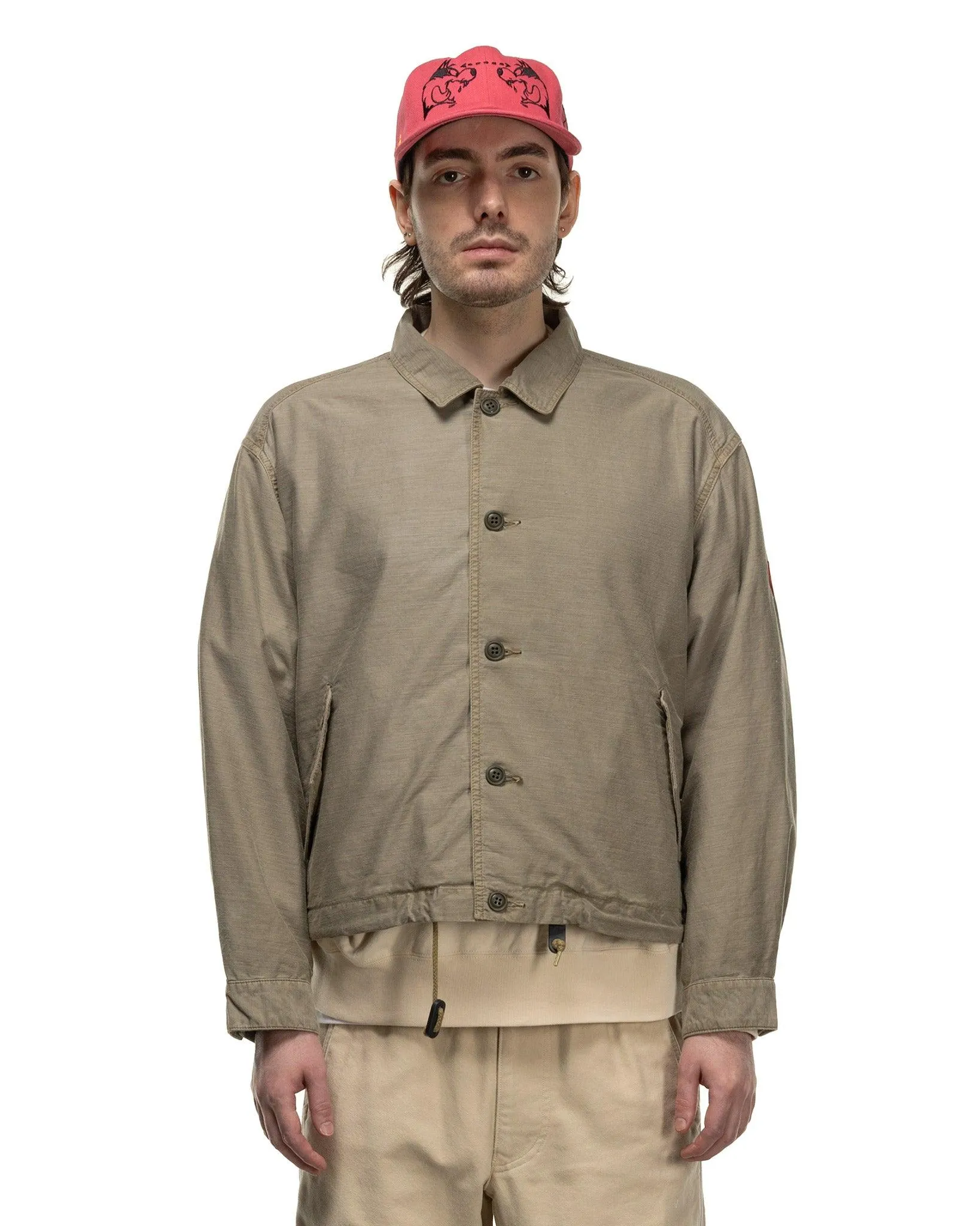 Overdye Light Cotton Button Jacket Khaki