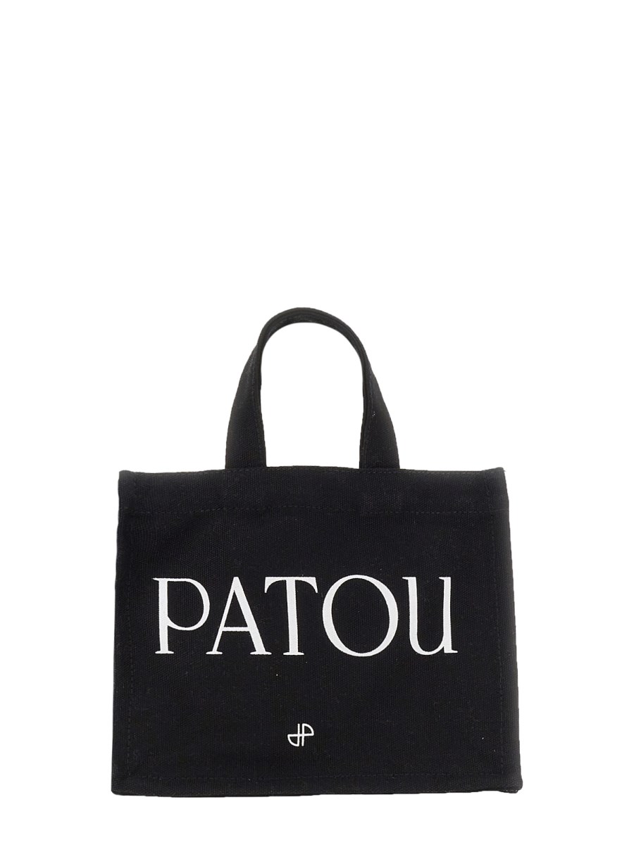 PATOU    TOTE BAG WITH LOGO PRINT IN ORGANIC COTTON